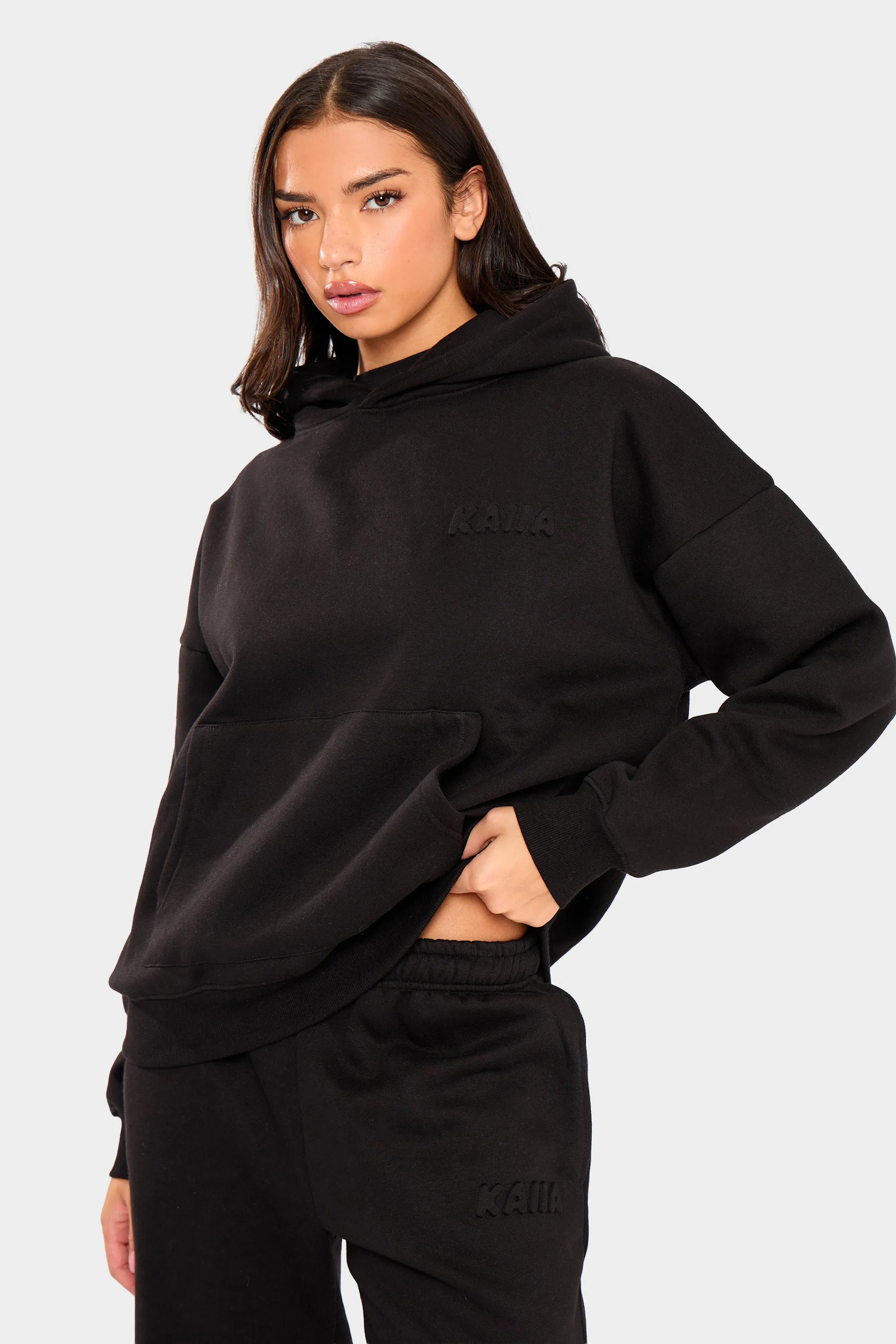 Kaiia Embossed Bubble Logo Oversized Hoodie Black sold by Kaiia the label