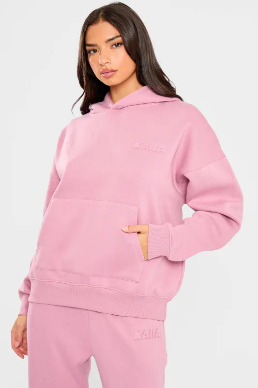Kaiia Embossed Bubble Logo Oversized Hoodie Petal Pink made by Kaiia the label
