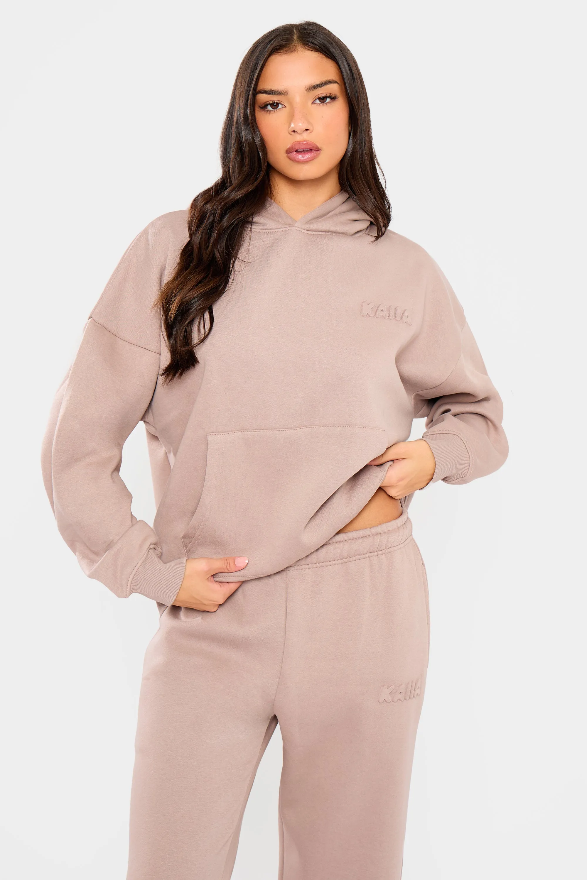 Kaiia Embossed Bubble Logo Oversized Hoodie Clay sold by Kaiia the label product image thumbnail 3