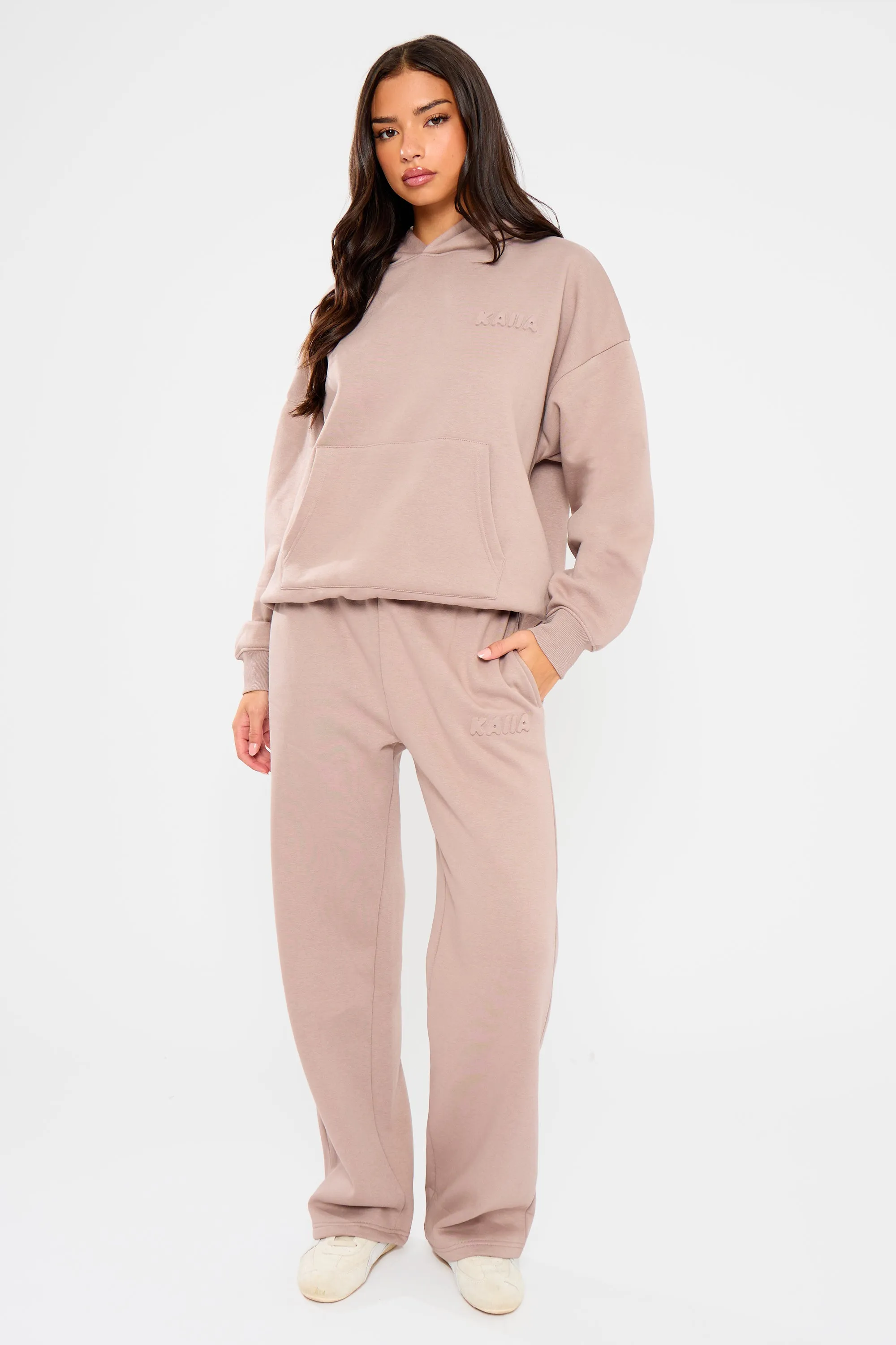 Kaiia Embossed Bubble Logo Oversized Hoodie Clay sold by Kaiia the label product image thumbnail 5