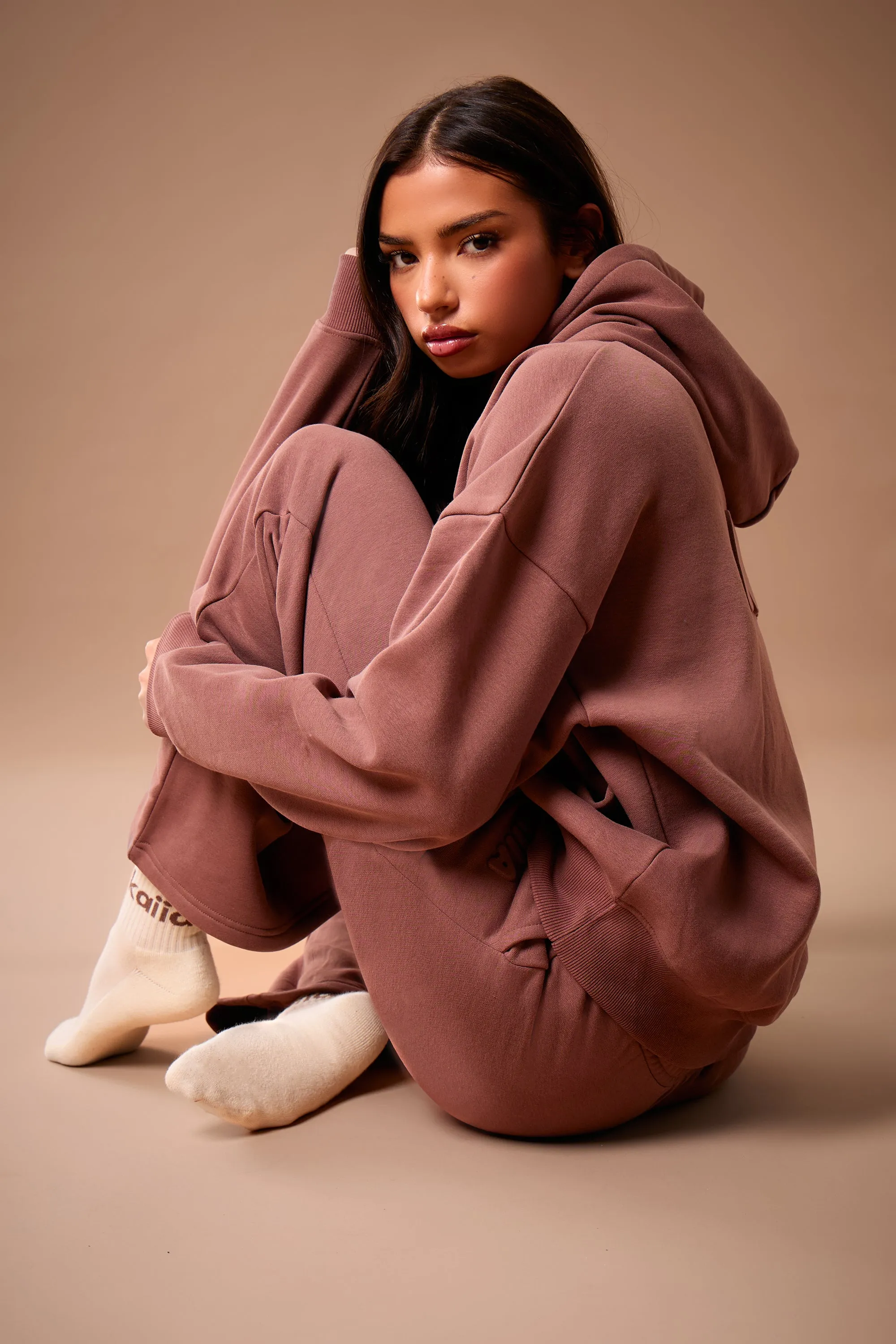 Kaiia Embossed Bubble Logo Flared Joggers Nutmeg sold by Kaiia the label product image thumbnail 2