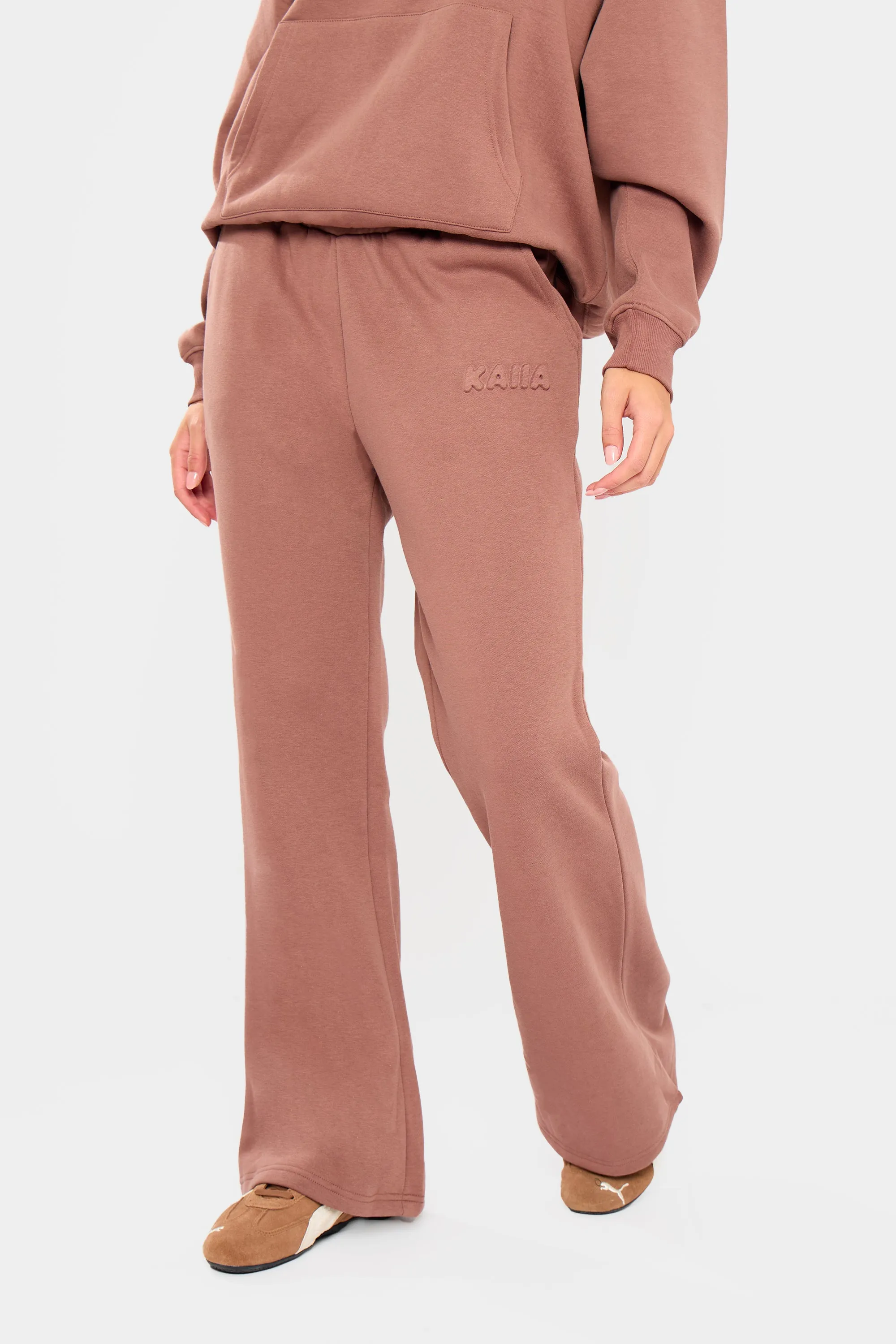 Kaiia Embossed Bubble Logo Flared Joggers Nutmeg sold by Kaiia the label product image thumbnail 4