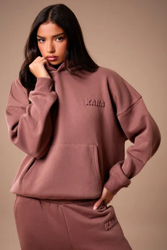 Kaiia Embossed Bubble Logo Oversized Hoodie Nutmeg made by Kaiia the label