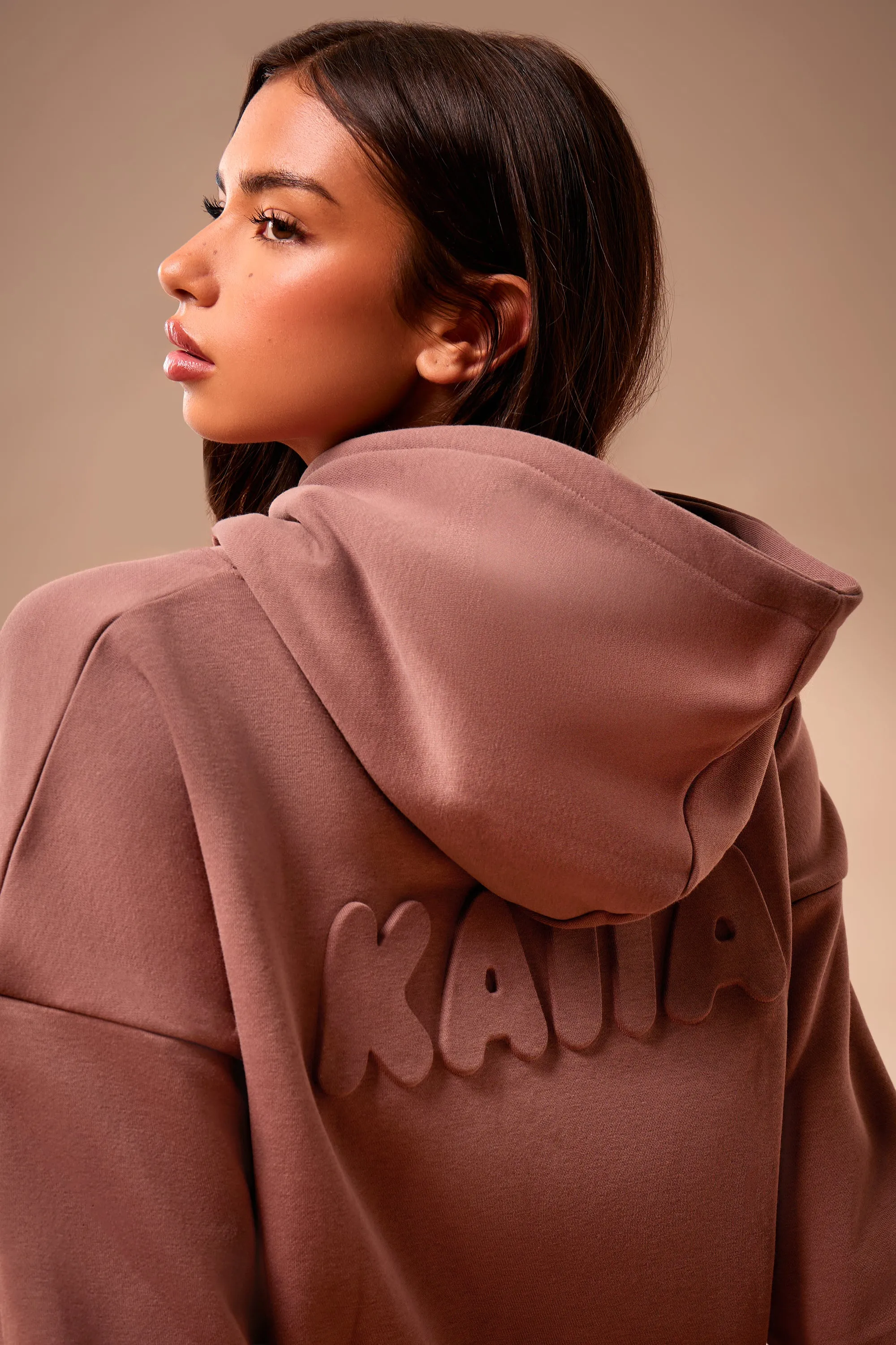 Kaiia Embossed Bubble Logo Oversized Hoodie Nutmeg sold by Kaiia the label product image thumbnail 2