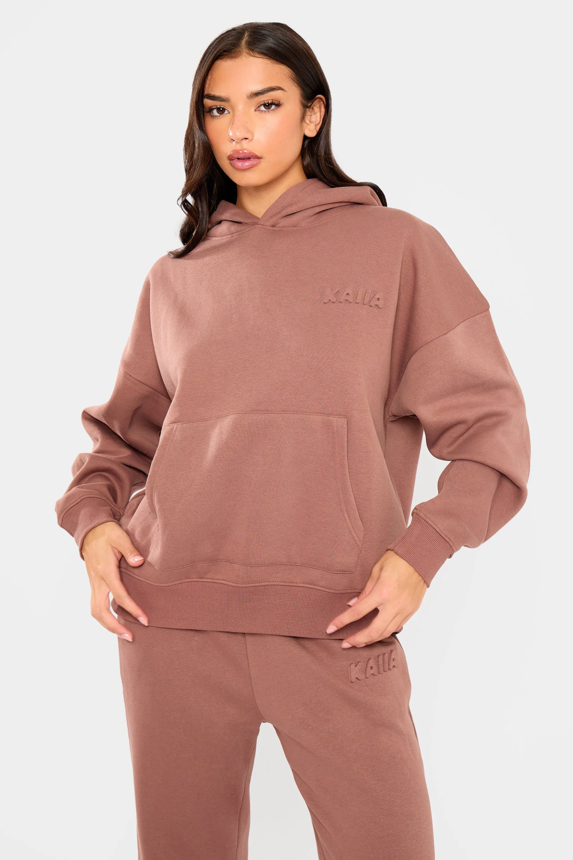 Kaiia Embossed Bubble Logo Oversized Hoodie Nutmeg sold by Kaiia the label product image thumbnail 5