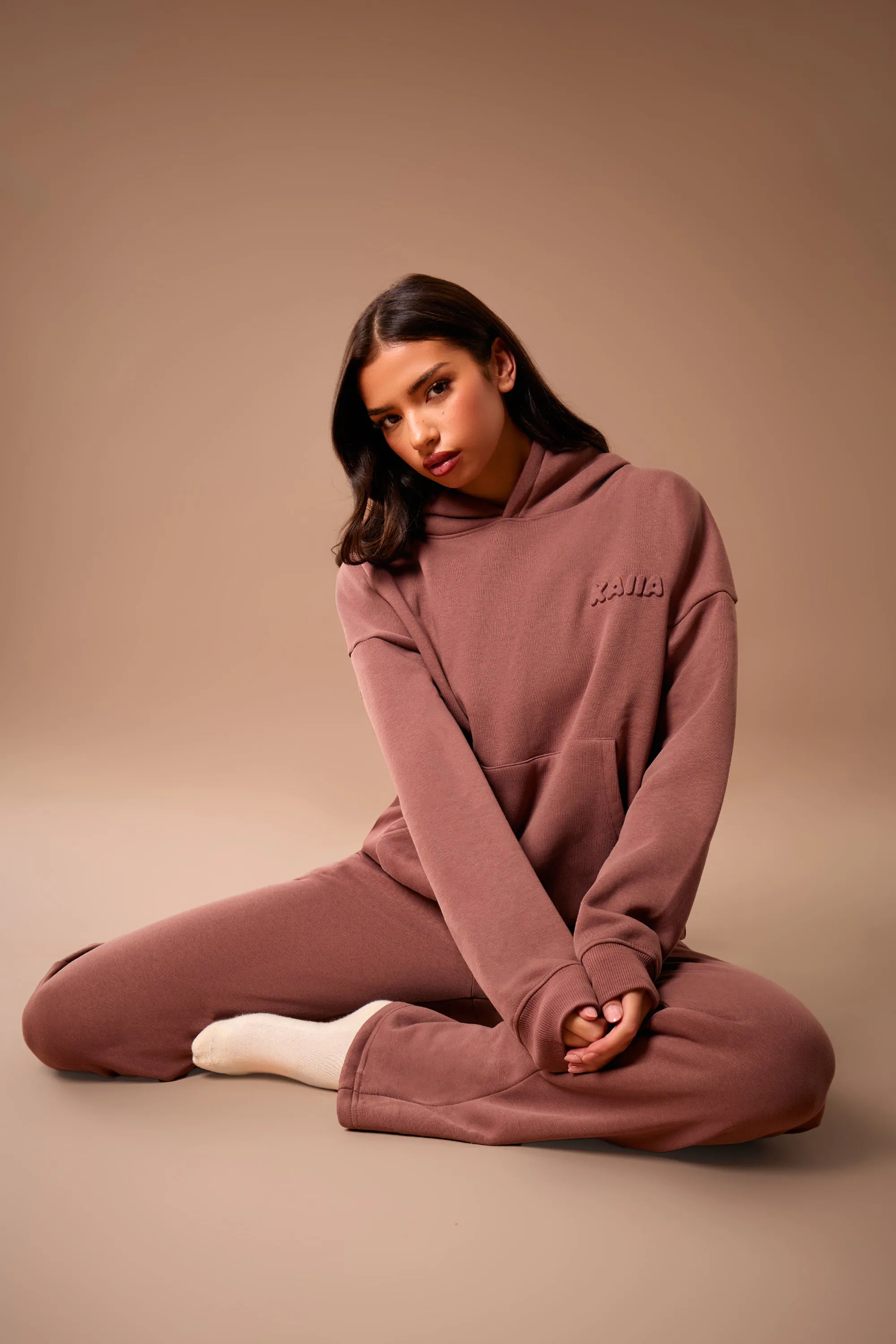 Kaiia Embossed Bubble Logo Oversized Hoodie Nutmeg sold by Kaiia the label product image thumbnail 3