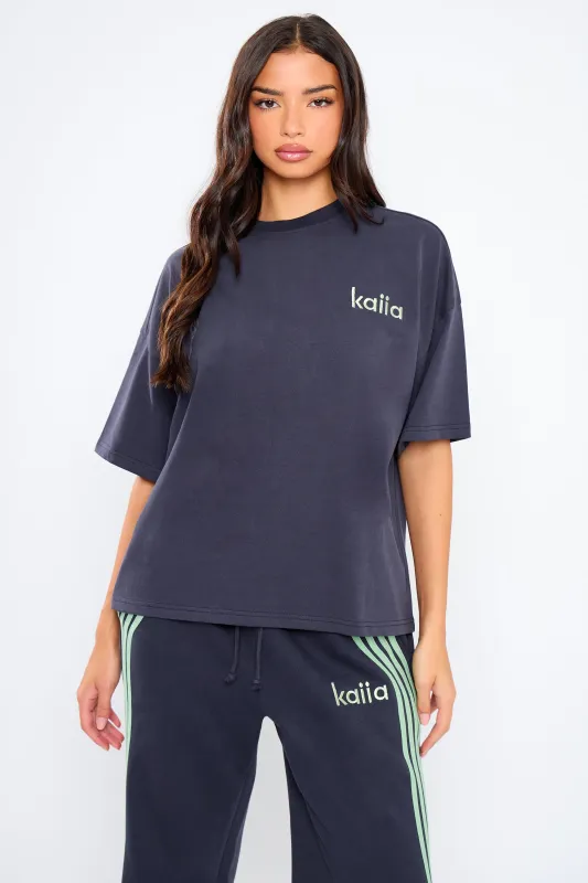 Kaiia Oversized T-Shirt Navy & Jade Green sold by Kaiia the label