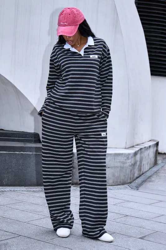 Kaiia Striped Wide Leg Joggers Black & Cream made by Kaiia the label