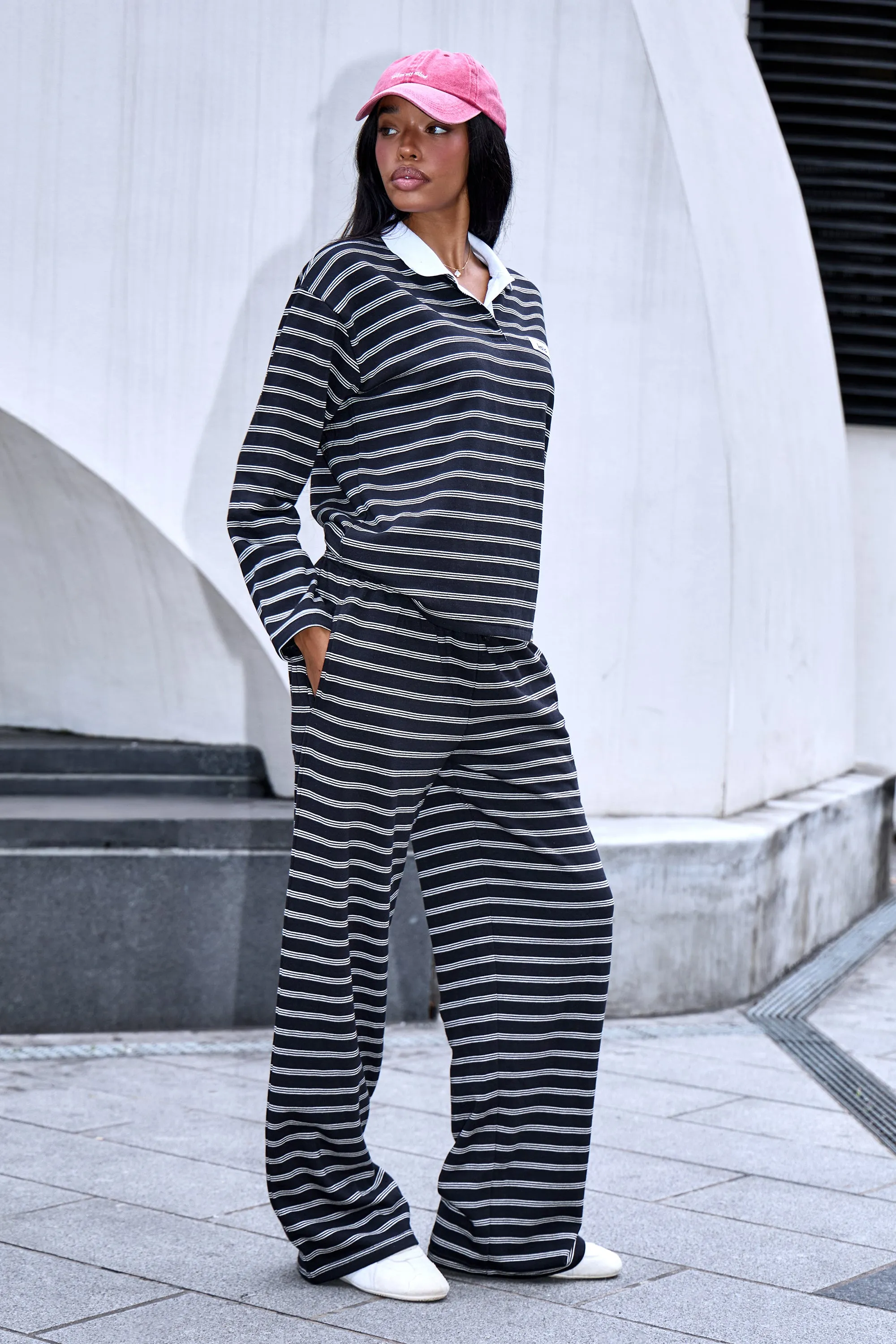 Kaiia Striped Wide Leg Joggers Black & Cream sold by Kaiia the label product image thumbnail 3