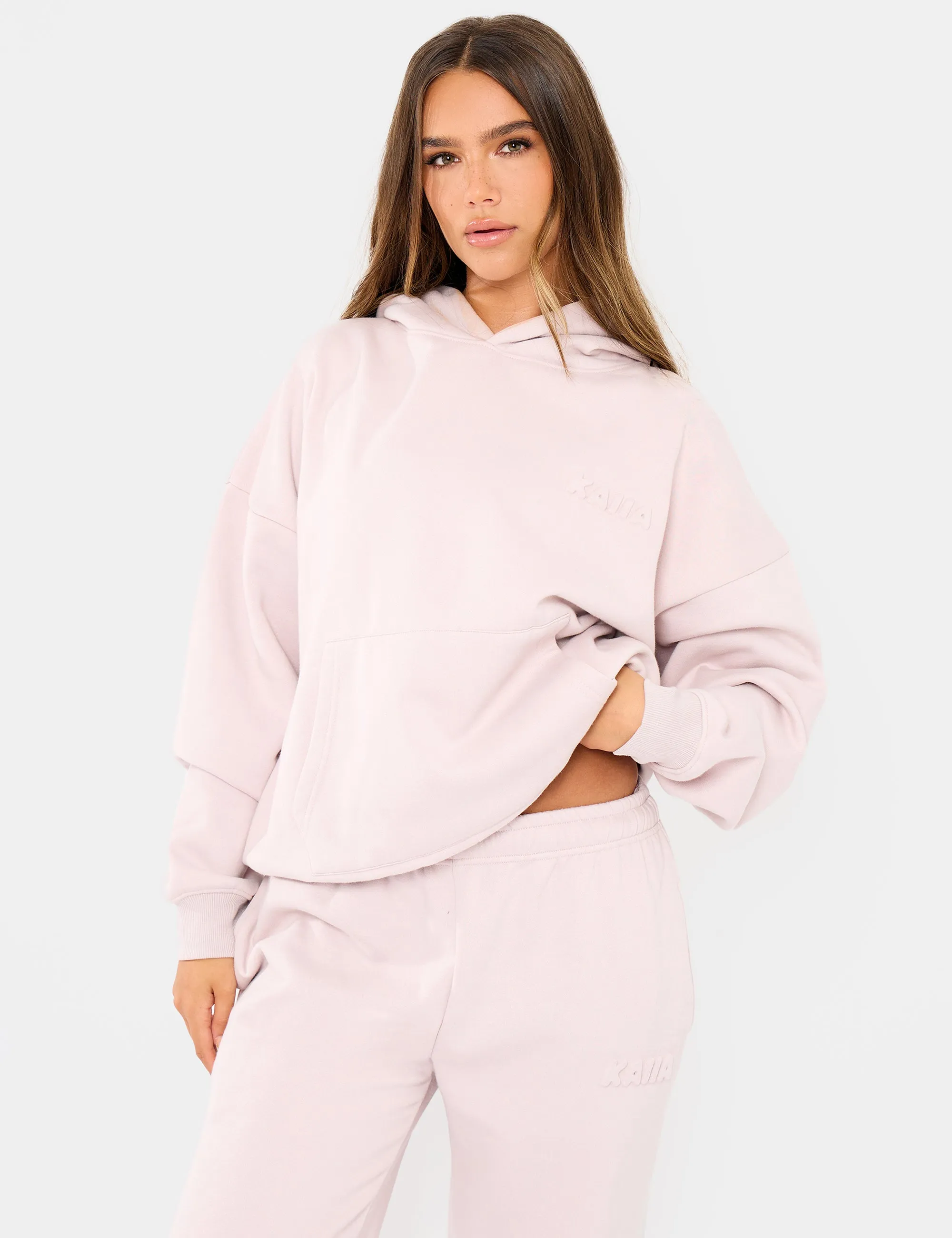 Kaiia Embossed Logo Oversized Hoodie Pale Dusty Lilac sold by Kaiia the label