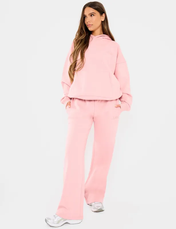 Kaiia Embossed Logo Wide Leg Joggers Dusty Rose made by Kaiia the label