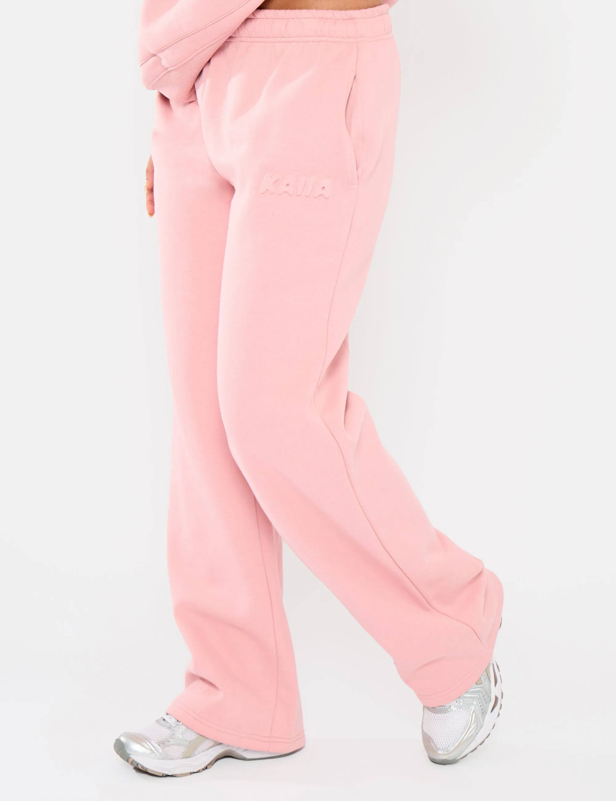 Kaiia Embossed Logo Wide Leg Joggers Dusty Rose sold by Kaiia the label product image thumbnail 2