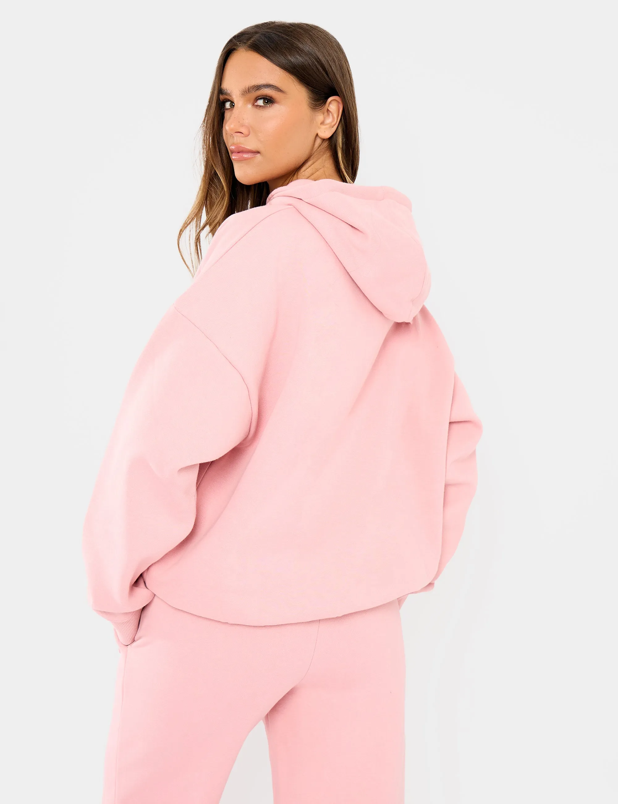 Kaiia Embossed Logo Oversized Hoodie Dusty Rose sold by Kaiia the label product image thumbnail 4