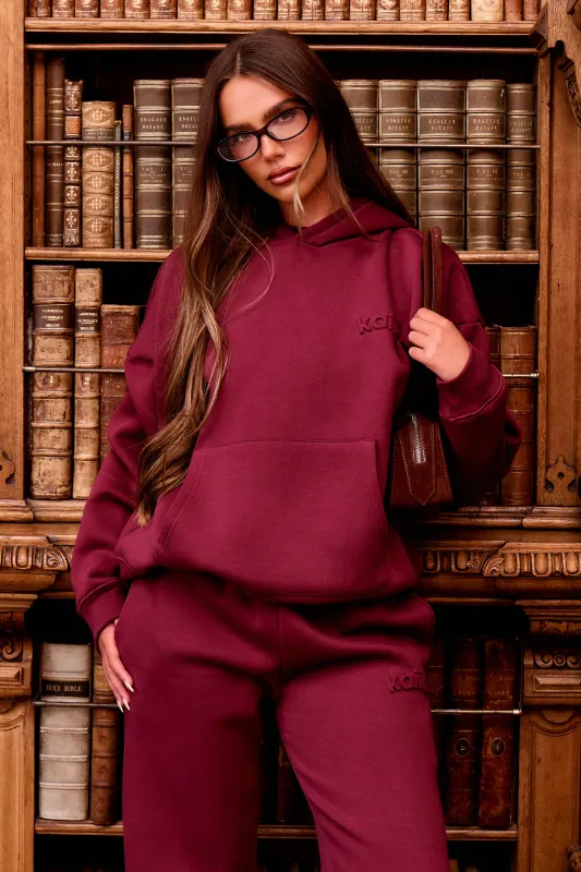 Kaiia Embossed Logo Oversized Hoodie Dark Cherry made by Kaiia the label