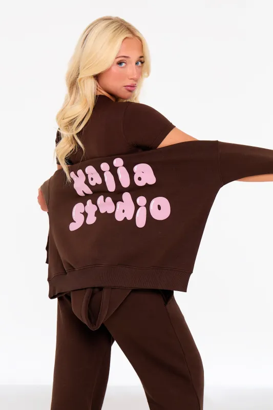 Kaiia Studio Bubble Oversized Hoodie Chocolate & Pink sold by Kaiia the label