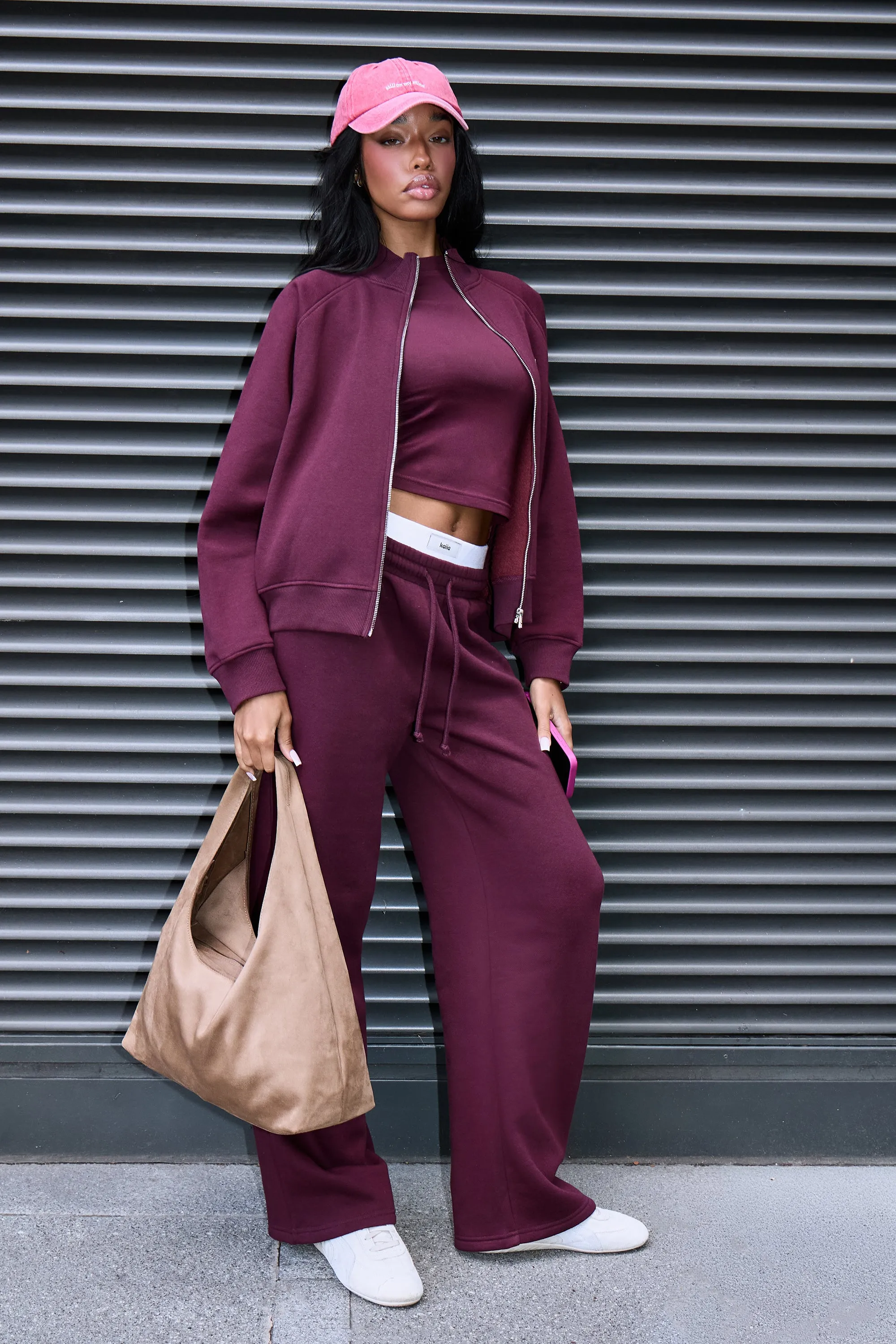 Kaiia Label Logo Boxy Zip Through Sweatshirt Plum sold by Kaiia the label product image thumbnail 3