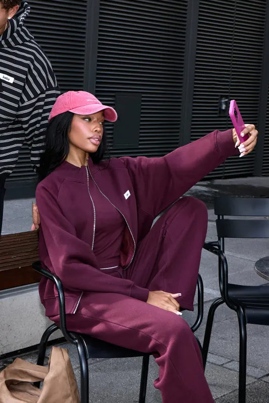 Kaiia Label Logo Boxy Zip Through Sweatshirt Plum made by Kaiia the label