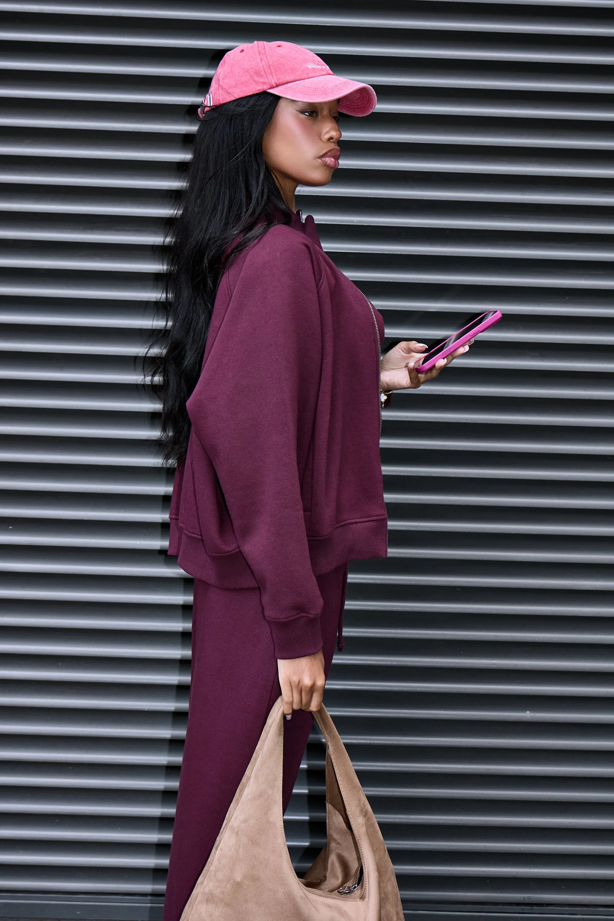 Kaiia Label Logo Boxy Zip Through Sweatshirt Plum sold by Kaiia the label product image thumbnail 2