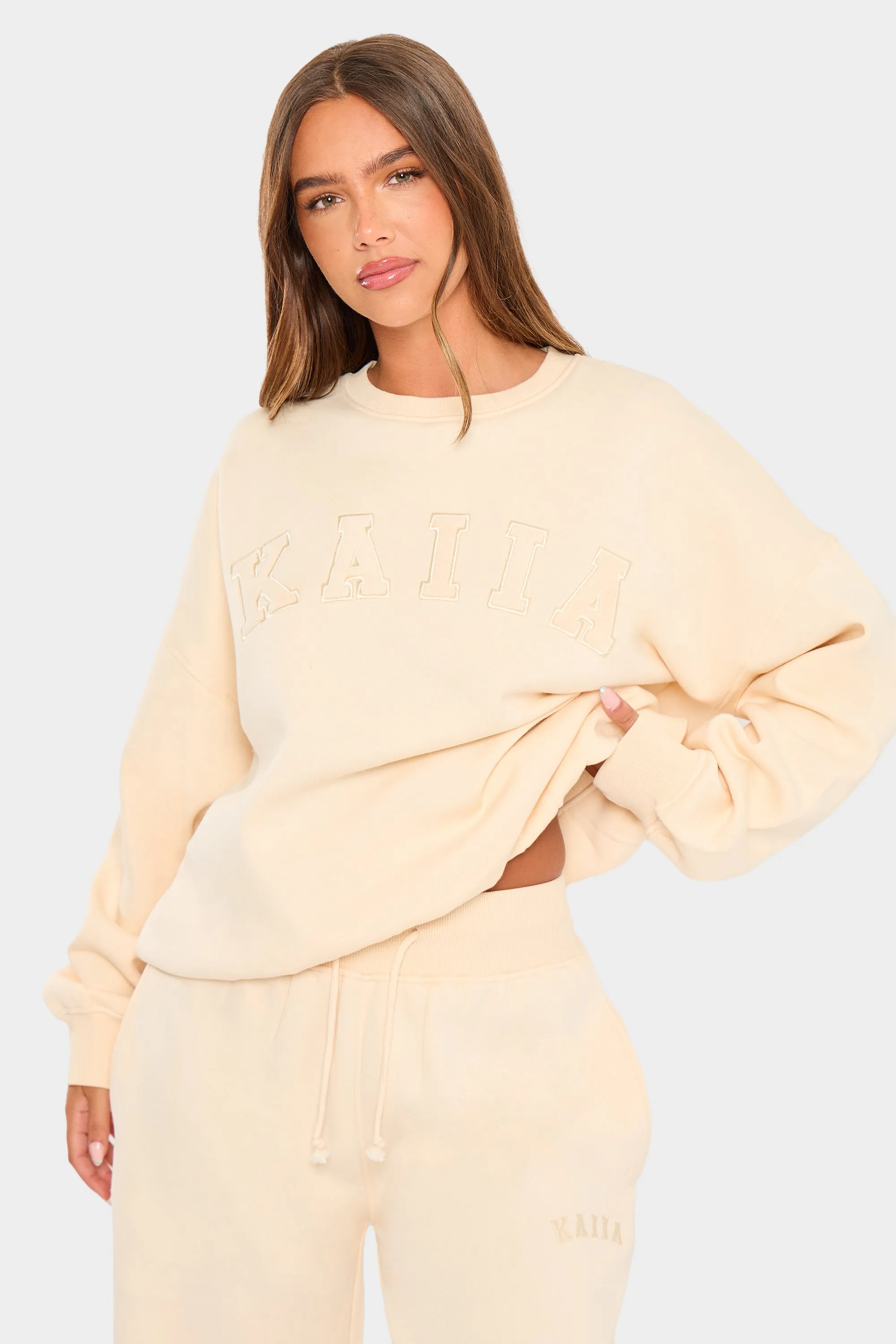 Kaiia Slogan Oversized Sweatshirt Warm Cream sold by Kaiia the label product image thumbnail 5
