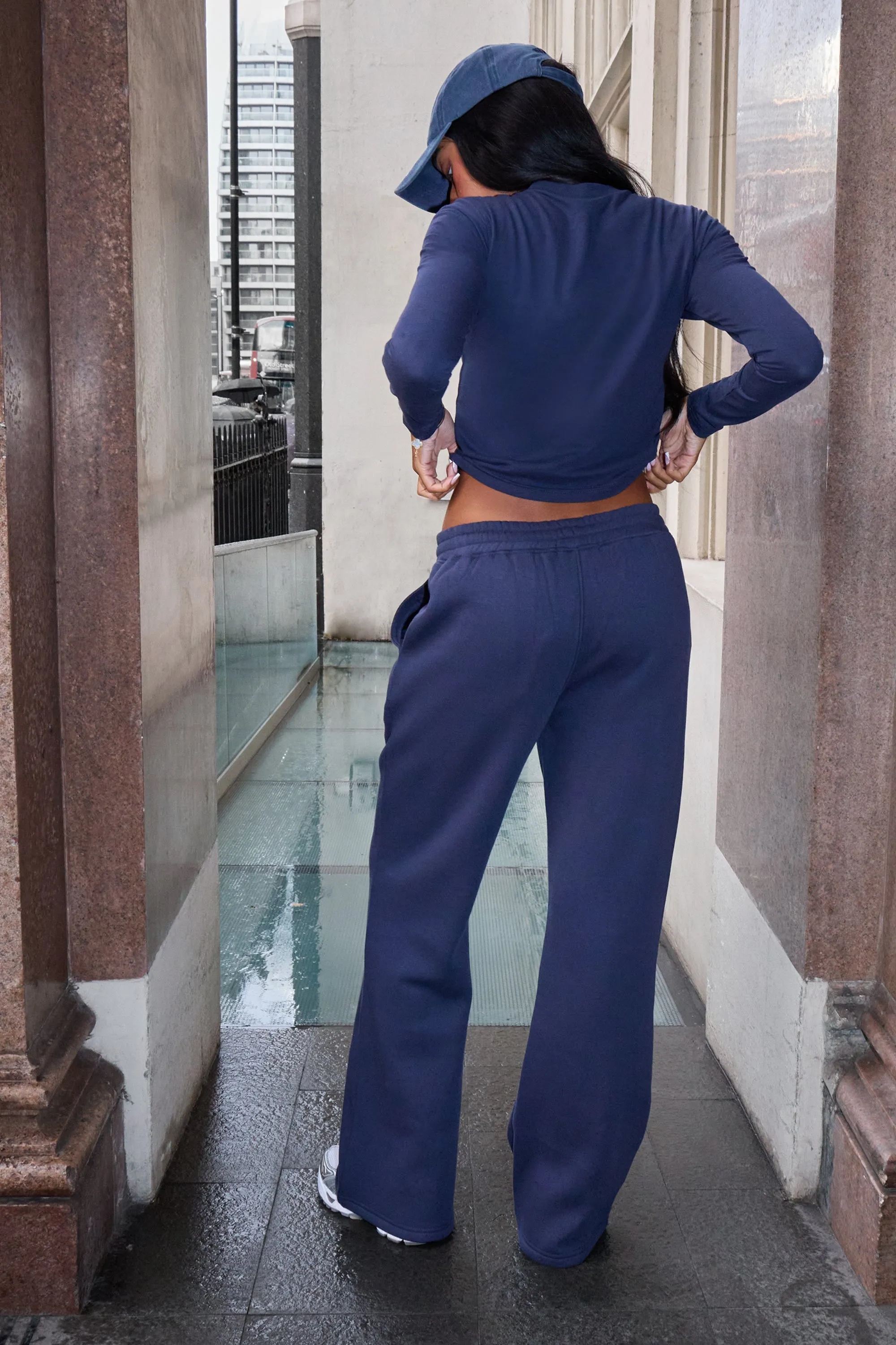 Kaiia Slogan Wide Leg Joggers Navy & Burgundy sold by Kaiia the label product image thumbnail 3