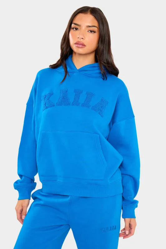 Kaiia Slogan Oversized Hoodie Cobalt Blue made by Kaiia the label