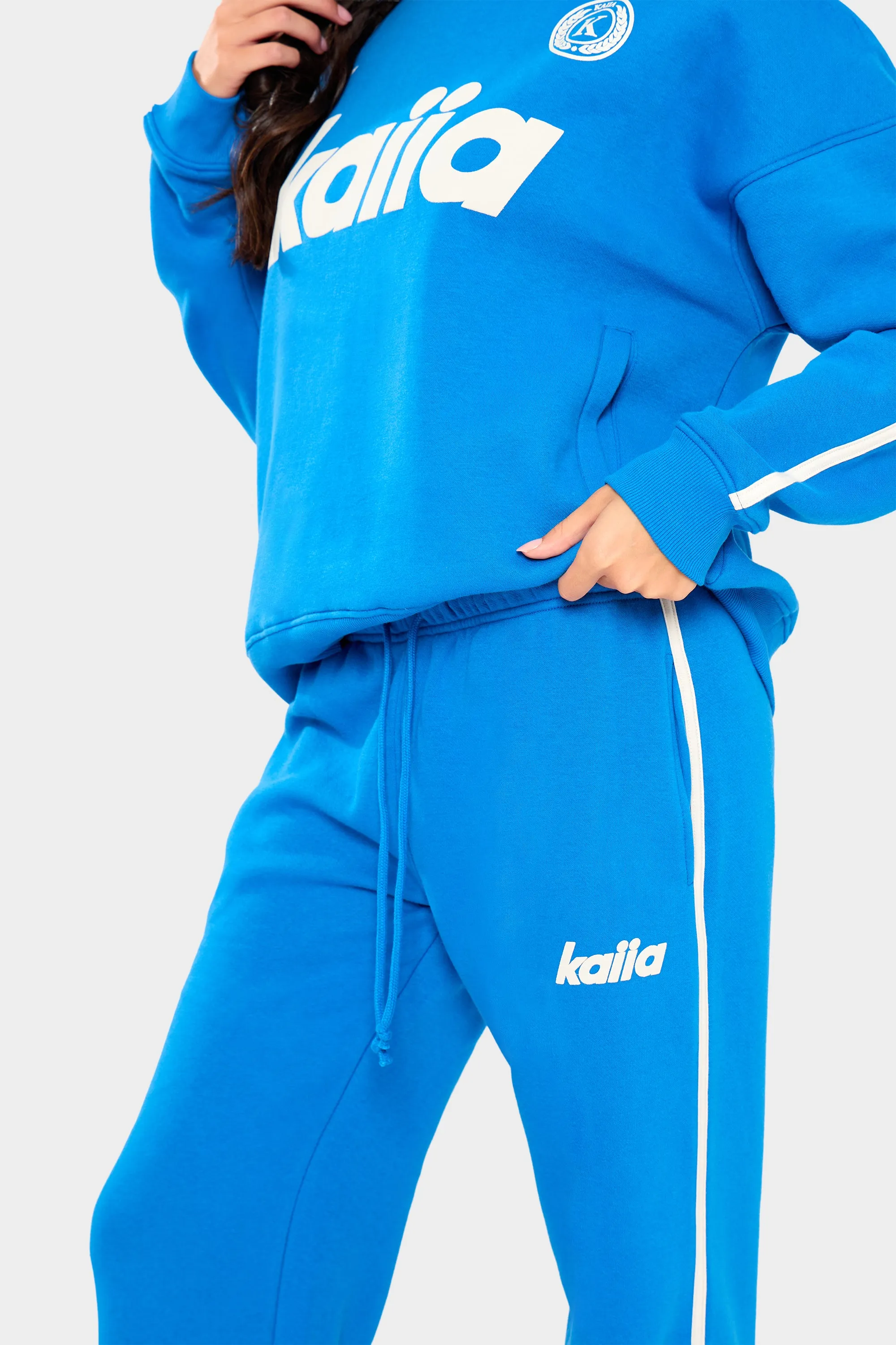 Kaiia Logo Side Stripe Wide Leg Joggers Cobalt Blue sold by Kaiia the label product image thumbnail 3