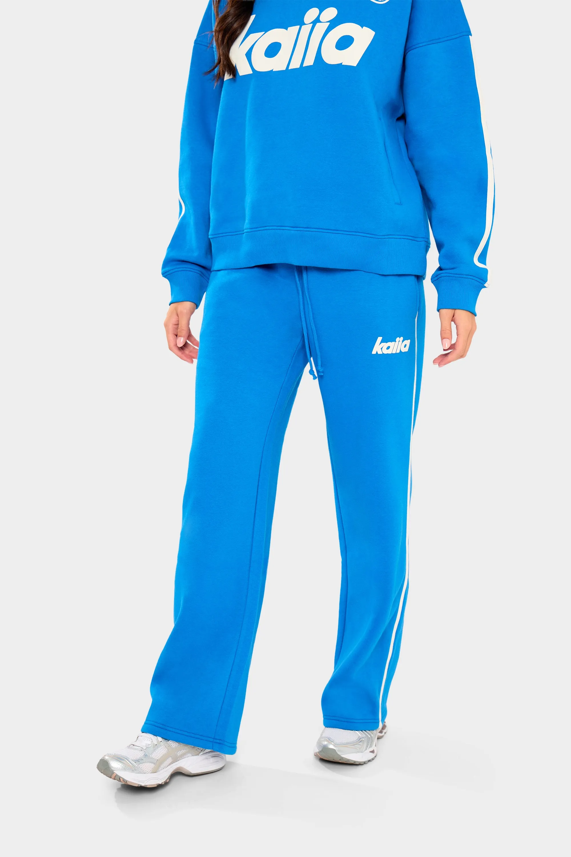 Kaiia Logo Side Stripe Wide Leg Joggers Cobalt Blue sold by Kaiia the label product image thumbnail 4