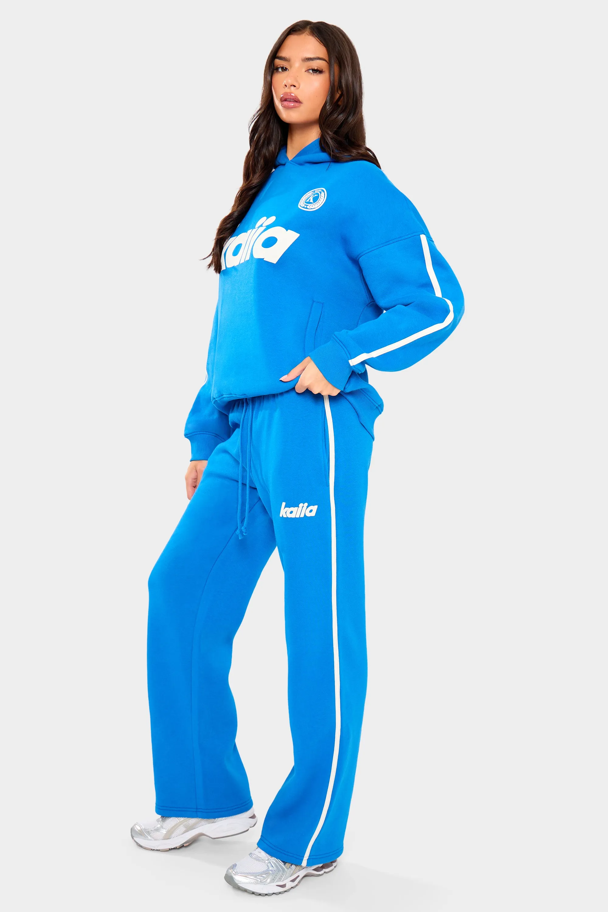 Kaiia Logo Side Stripe Wide Leg Joggers Cobalt Blue sold by Kaiia the label product image thumbnail 2