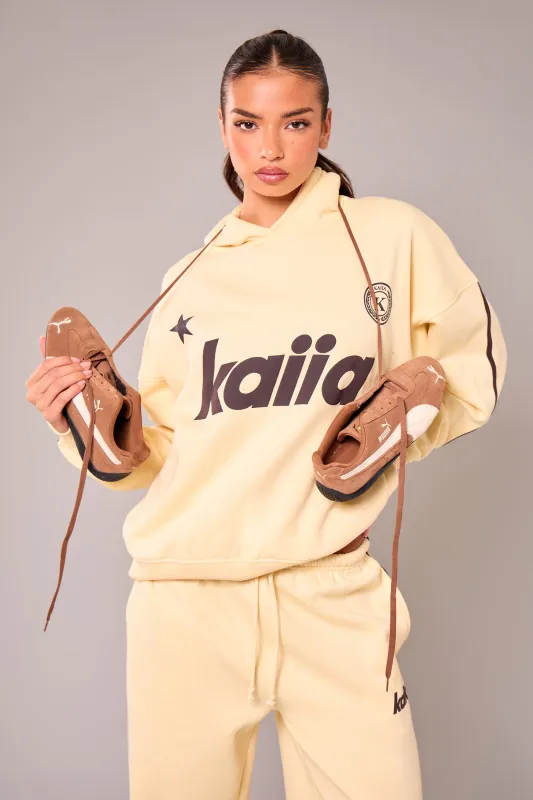 Kaiia Varsity Oversized Hoodie Lemon & Brown made by Kaiia the label