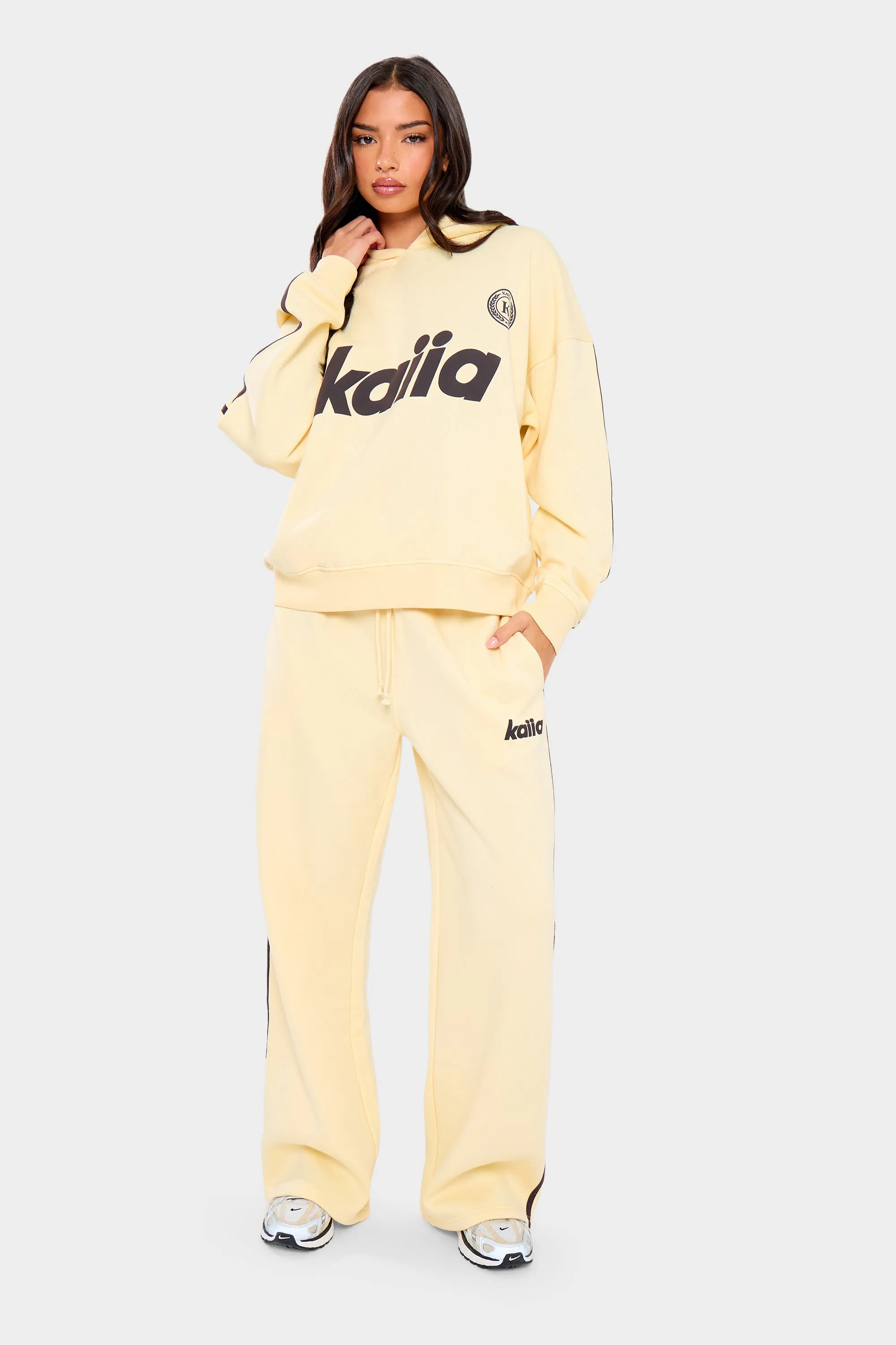 Kaiia Varsity Oversized Hoodie Lemon & Brown sold by Kaiia the label product image thumbnail 4