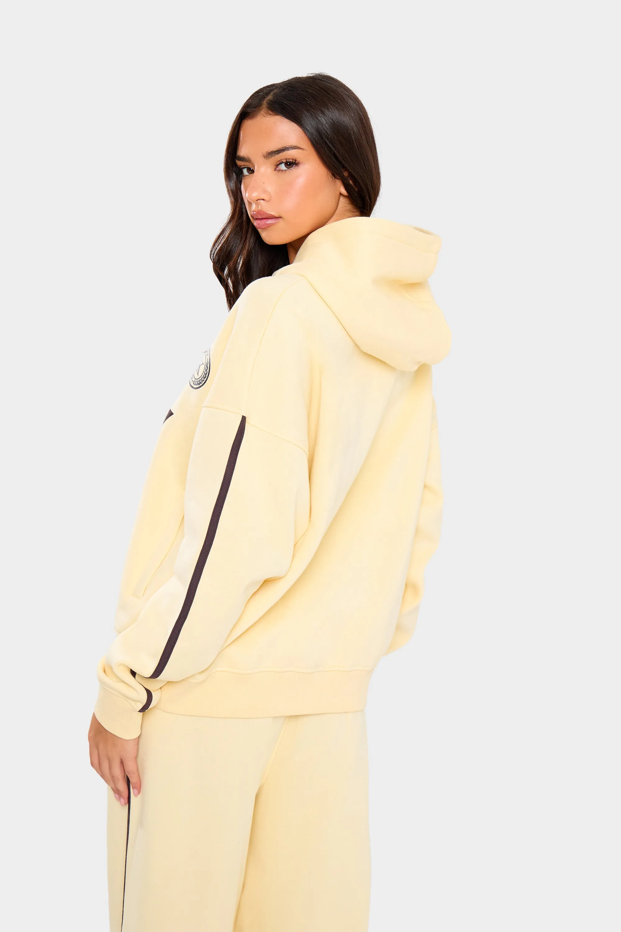 Kaiia Varsity Oversized Hoodie Lemon & Brown sold by Kaiia the label product image thumbnail 5