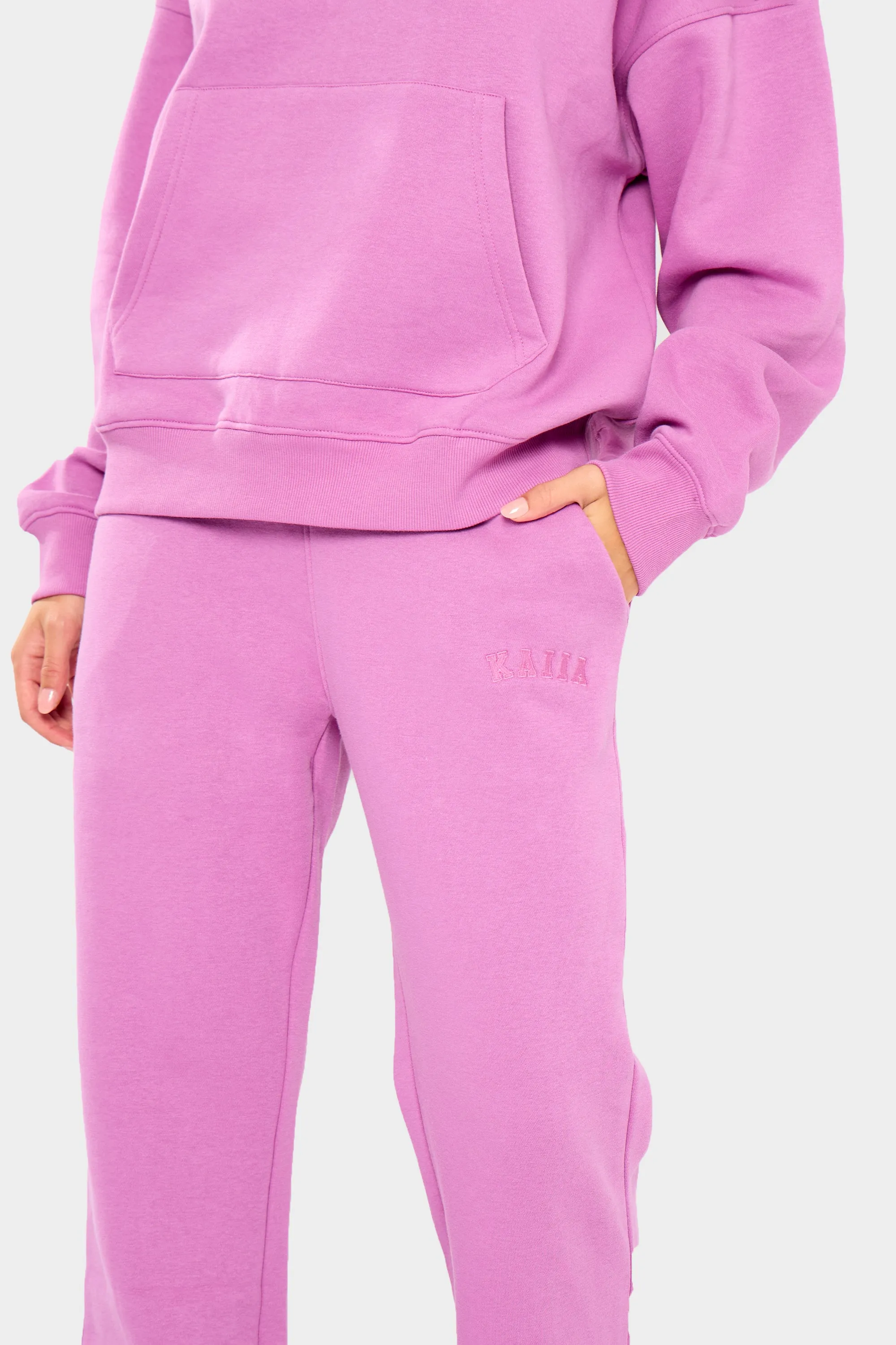 Kaiia Slogan Wide Leg Joggers Fuchsia sold by Kaiia the label product image thumbnail 2