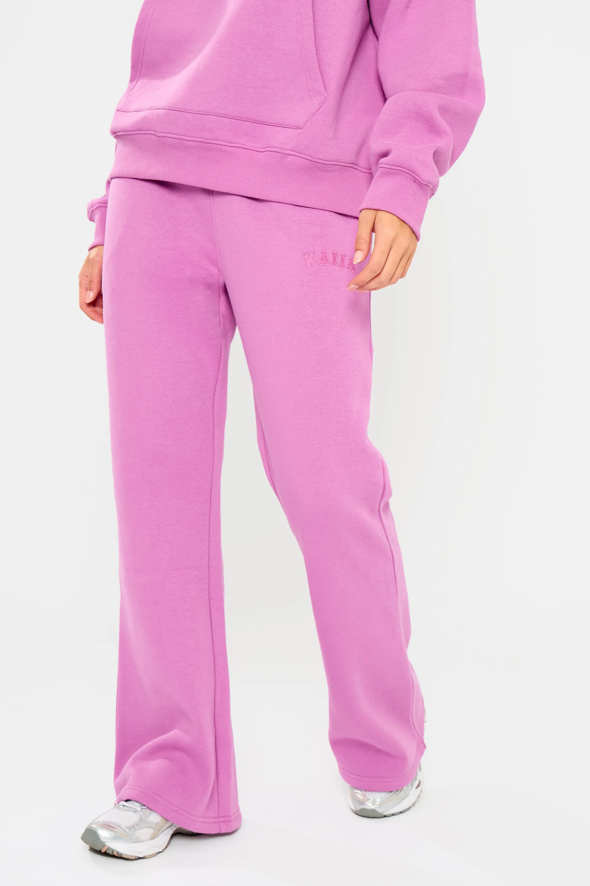 Kaiia Slogan Wide Leg Joggers Fuchsia sold by Kaiia the label product image thumbnail 3