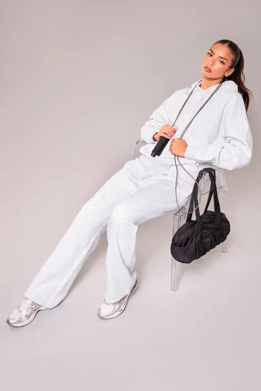 Kaiia Slogan Wide Leg Joggers Light Grey Marl made by Kaiia the label