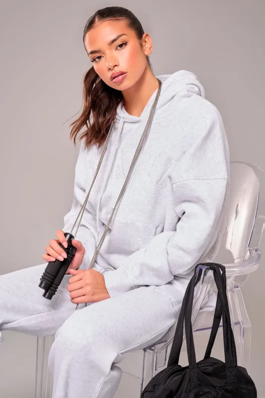 Kaiia Slogan Oversized Hoodie Light Grey Marl made by Kaiia the label