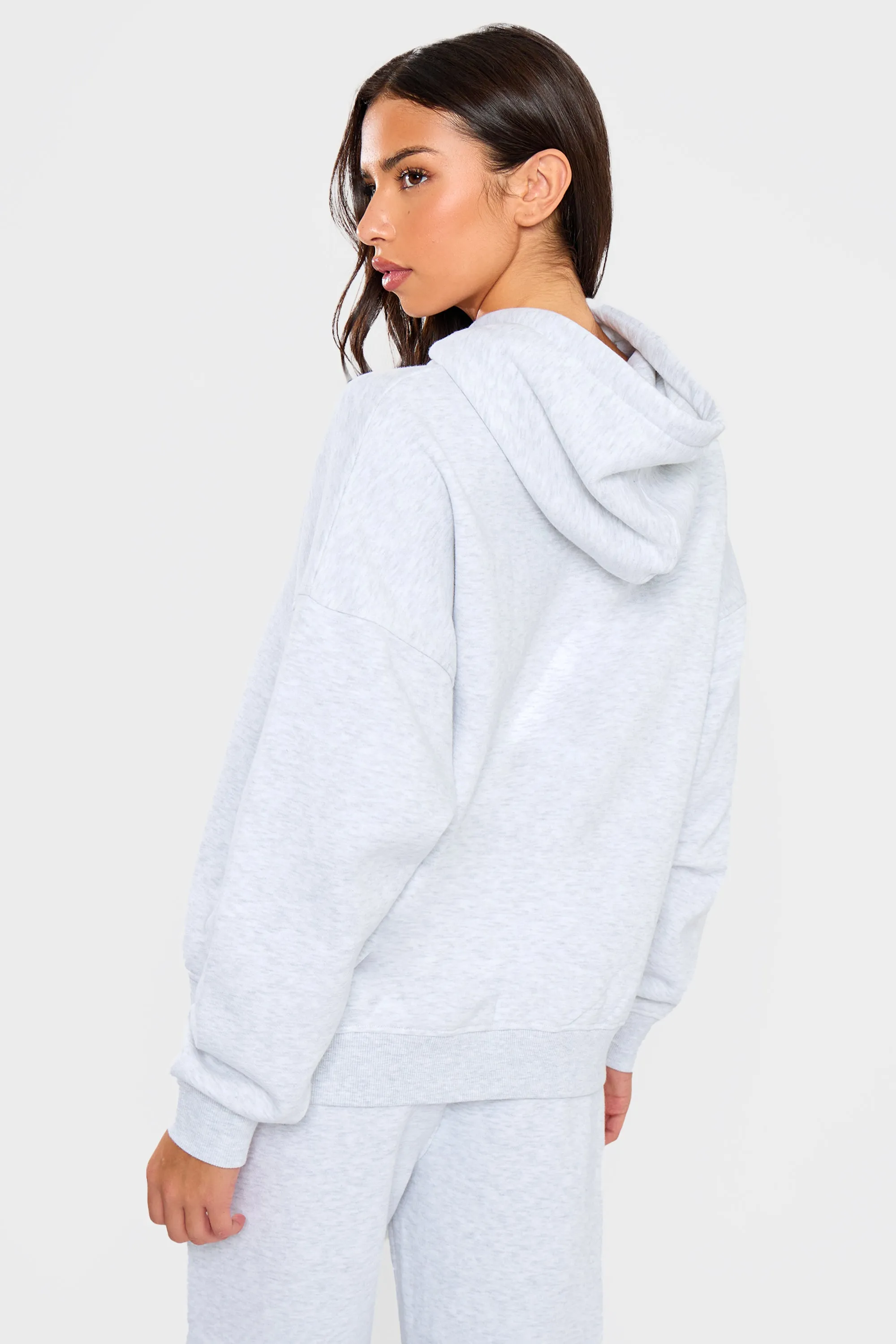 Kaiia Slogan Drawstring Oversized Hoodie Light Grey Marl sold by Kaiia the label product image thumbnail 5