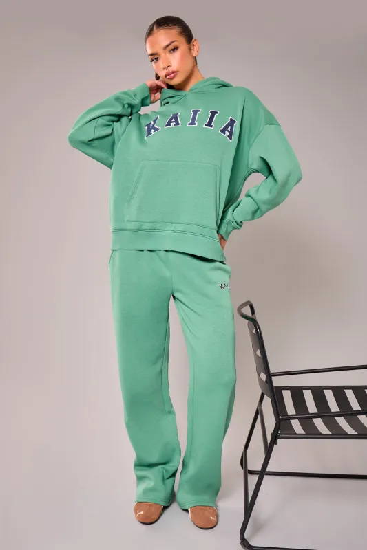 Kaiia Slogan Wide Leg Joggers Jade Green made by Kaiia the label