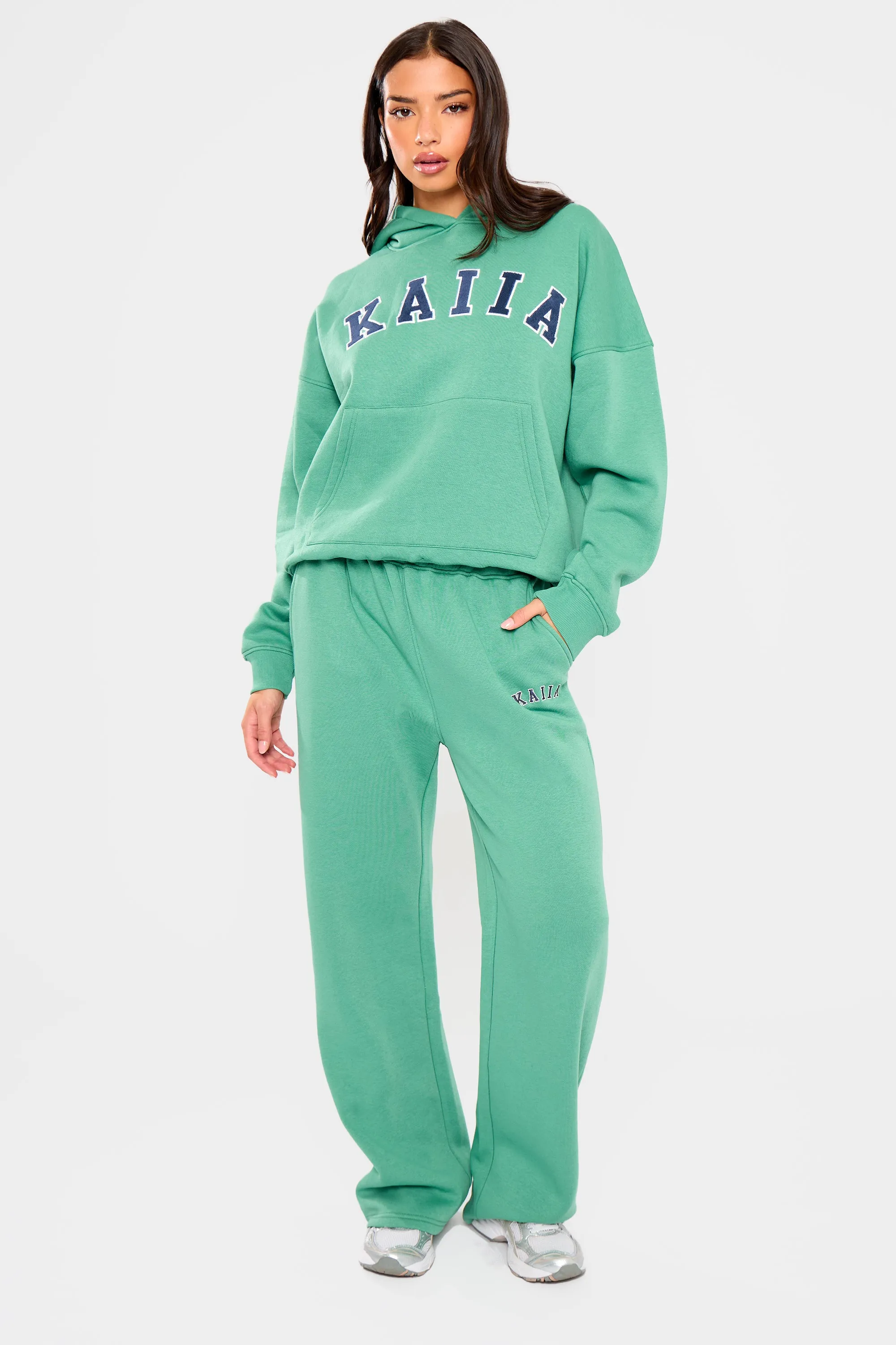 Kaiia Slogan Wide Leg Joggers Jade Green sold by Kaiia the label product image thumbnail 2