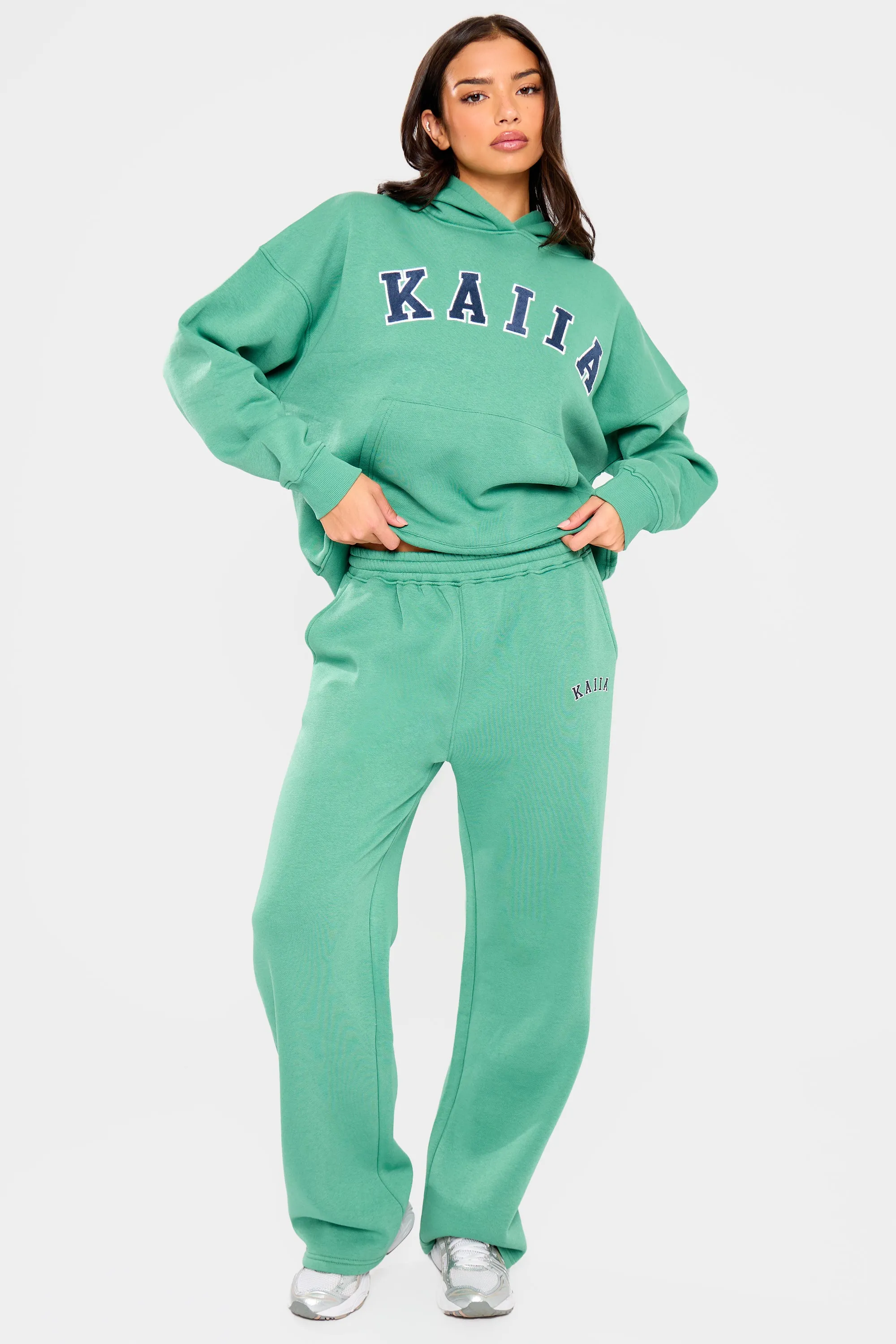 Kaiia Slogan Oversized Hoodie Jade Green & Navy sold by Kaiia the label product image thumbnail 4