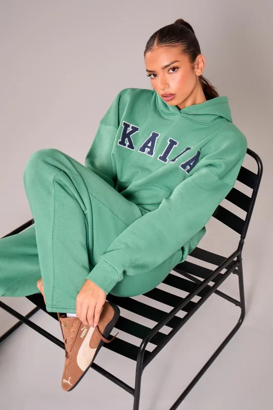 Kaiia Slogan Oversized Hoodie Jade Green & Navy sold by Kaiia the label