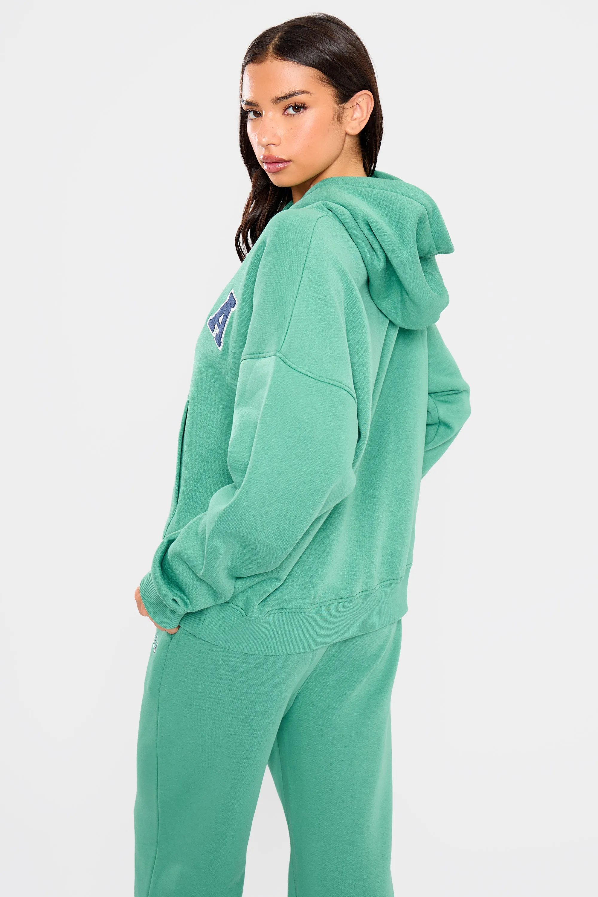 Kaiia Slogan Oversized Hoodie Jade Green & Navy sold by Kaiia the label product image thumbnail 5