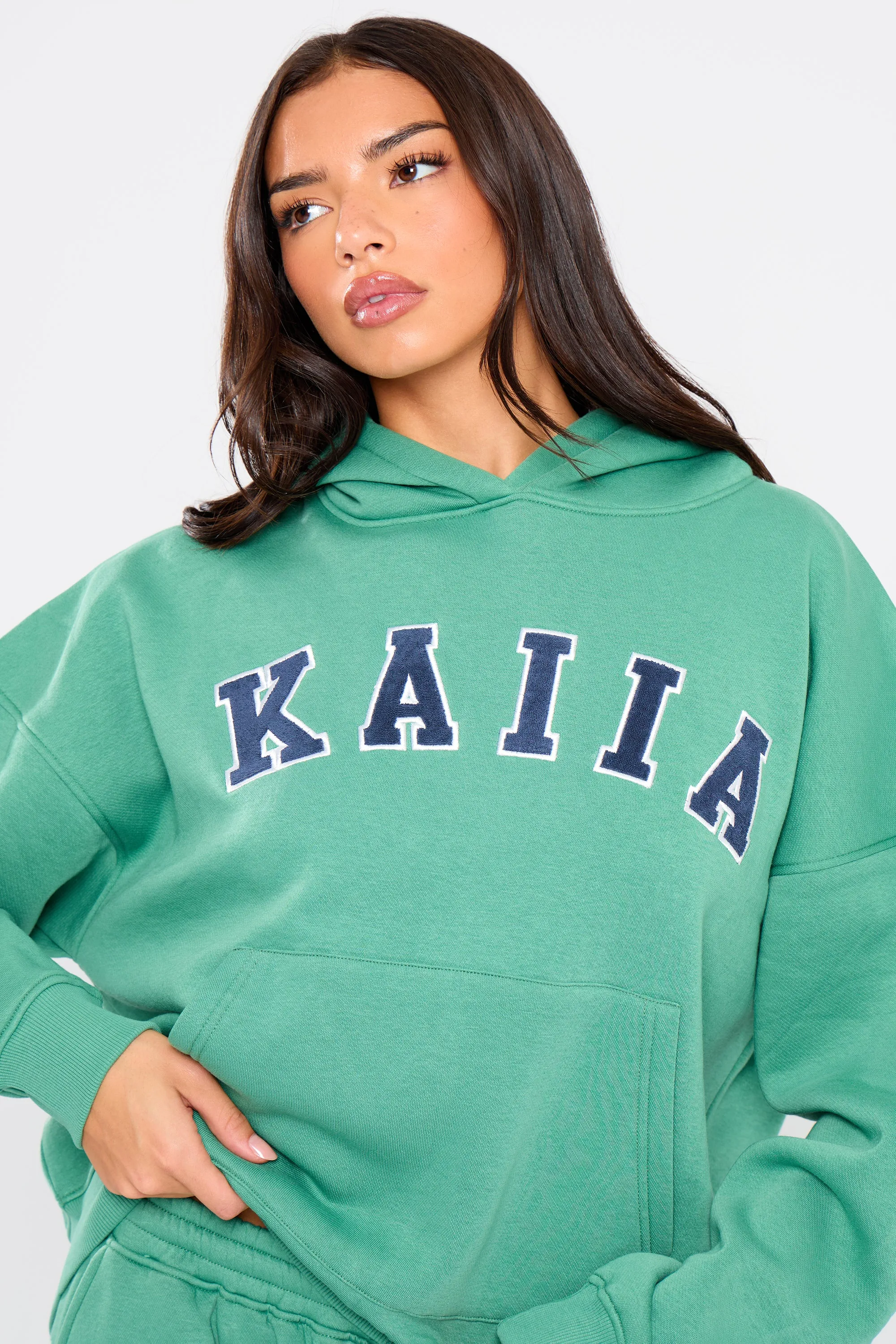 Kaiia Slogan Oversized Hoodie Jade Green & Navy sold by Kaiia the label product image thumbnail 3