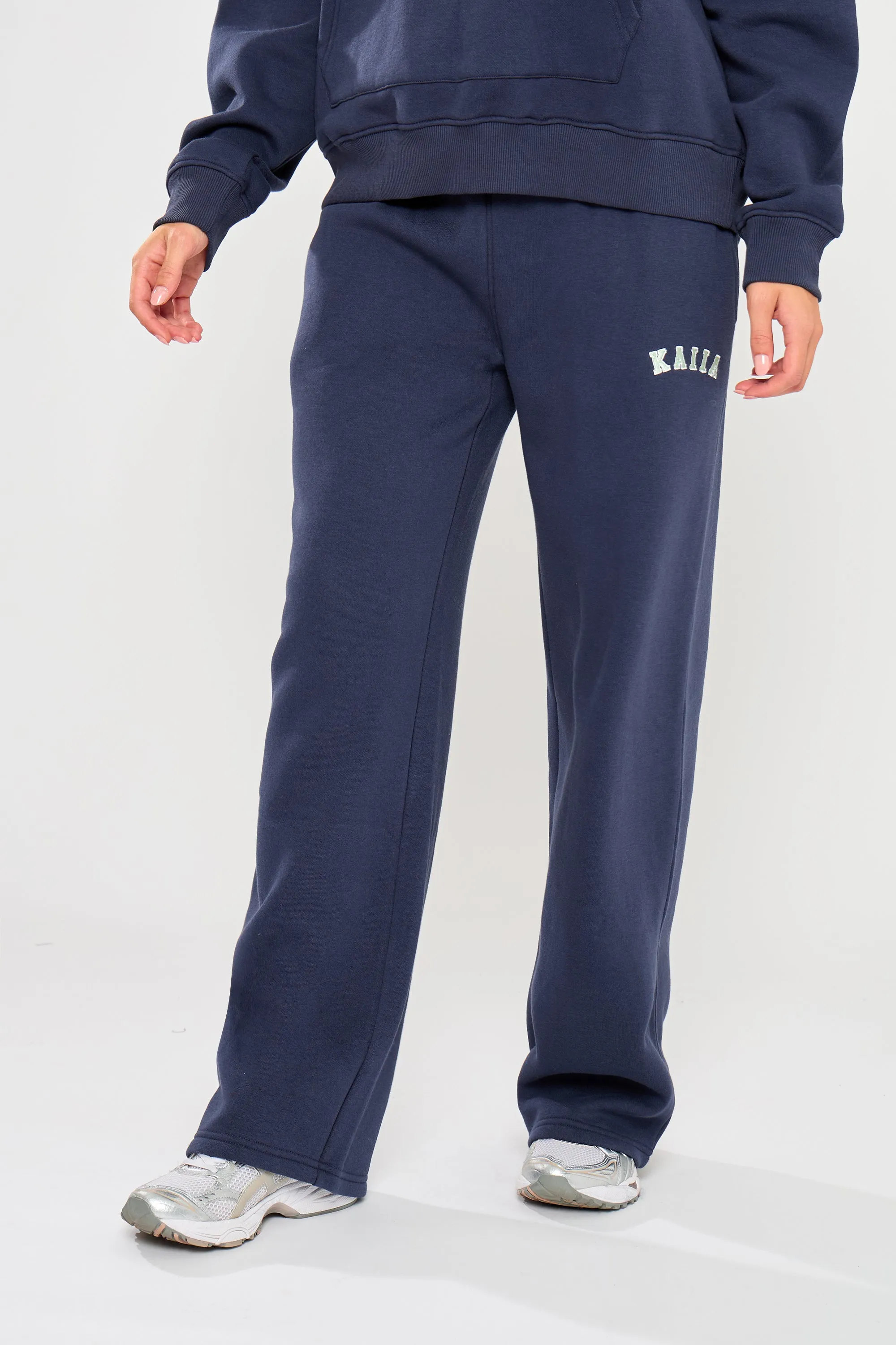 Kaiia Slogan Wide Leg Joggers Navy & Jade Green sold by Kaiia the label product image thumbnail 4