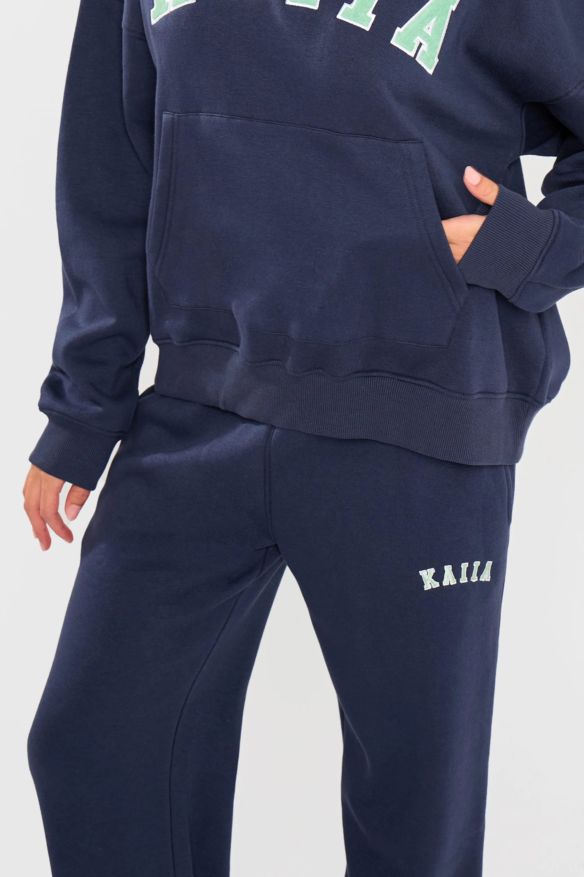 Kaiia Slogan Wide Leg Joggers Navy & Jade Green sold by Kaiia the label product image thumbnail 3