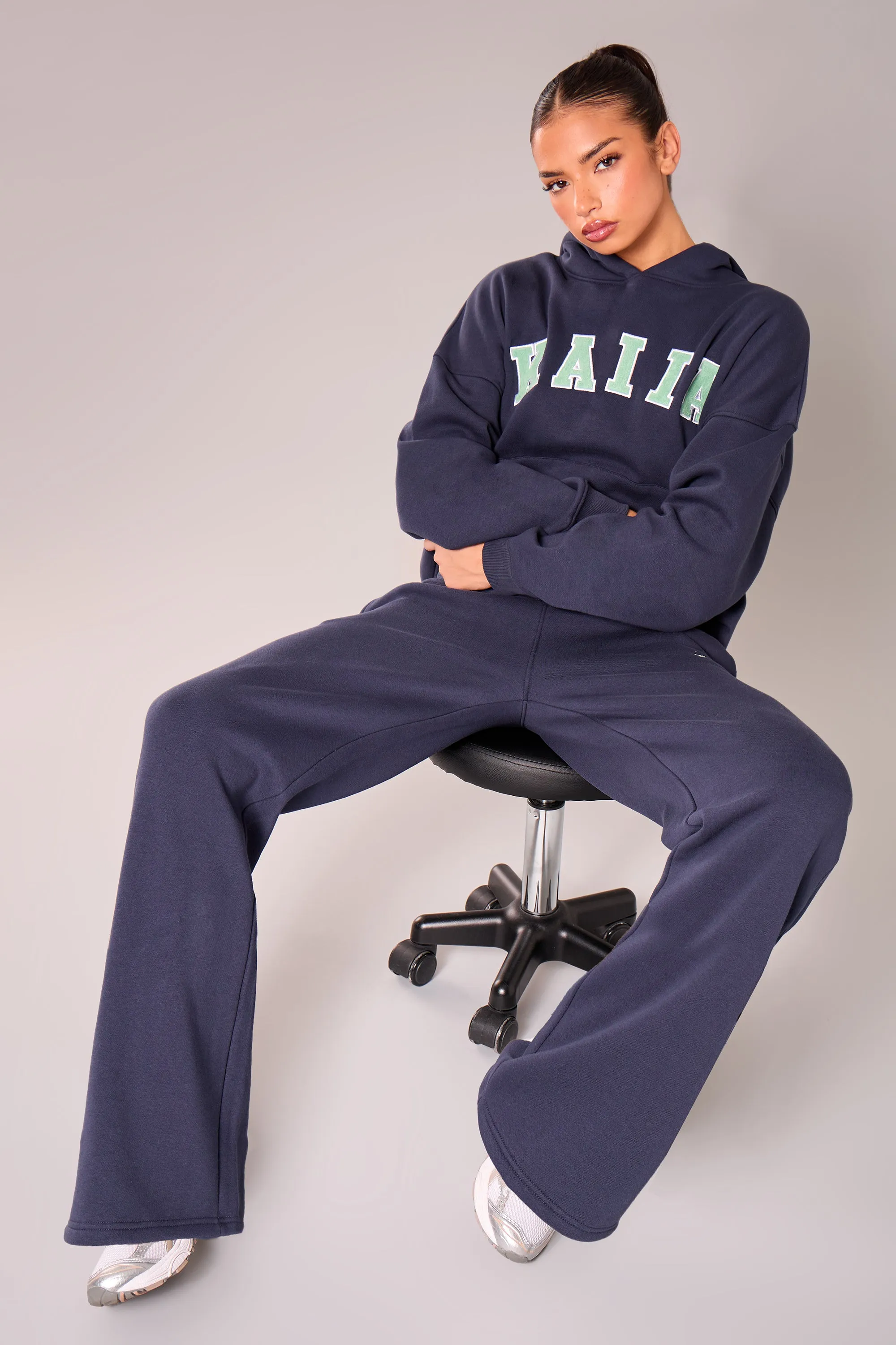 Kaiia Slogan Wide Leg Joggers Navy & Jade Green sold by Kaiia the label