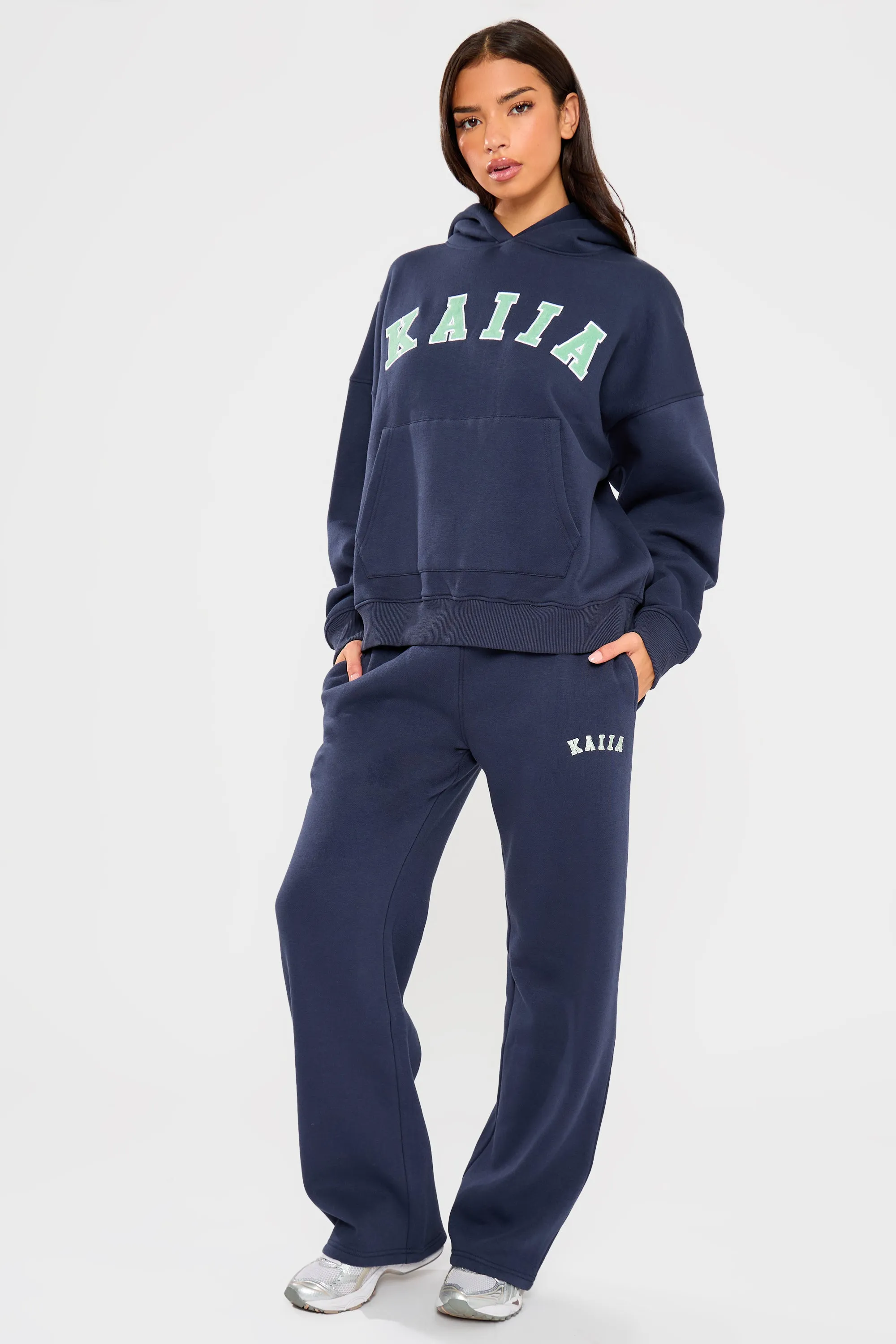 Kaiia Slogan Oversized Hoodie Navy & Jade Green sold by Kaiia the label product image thumbnail 4