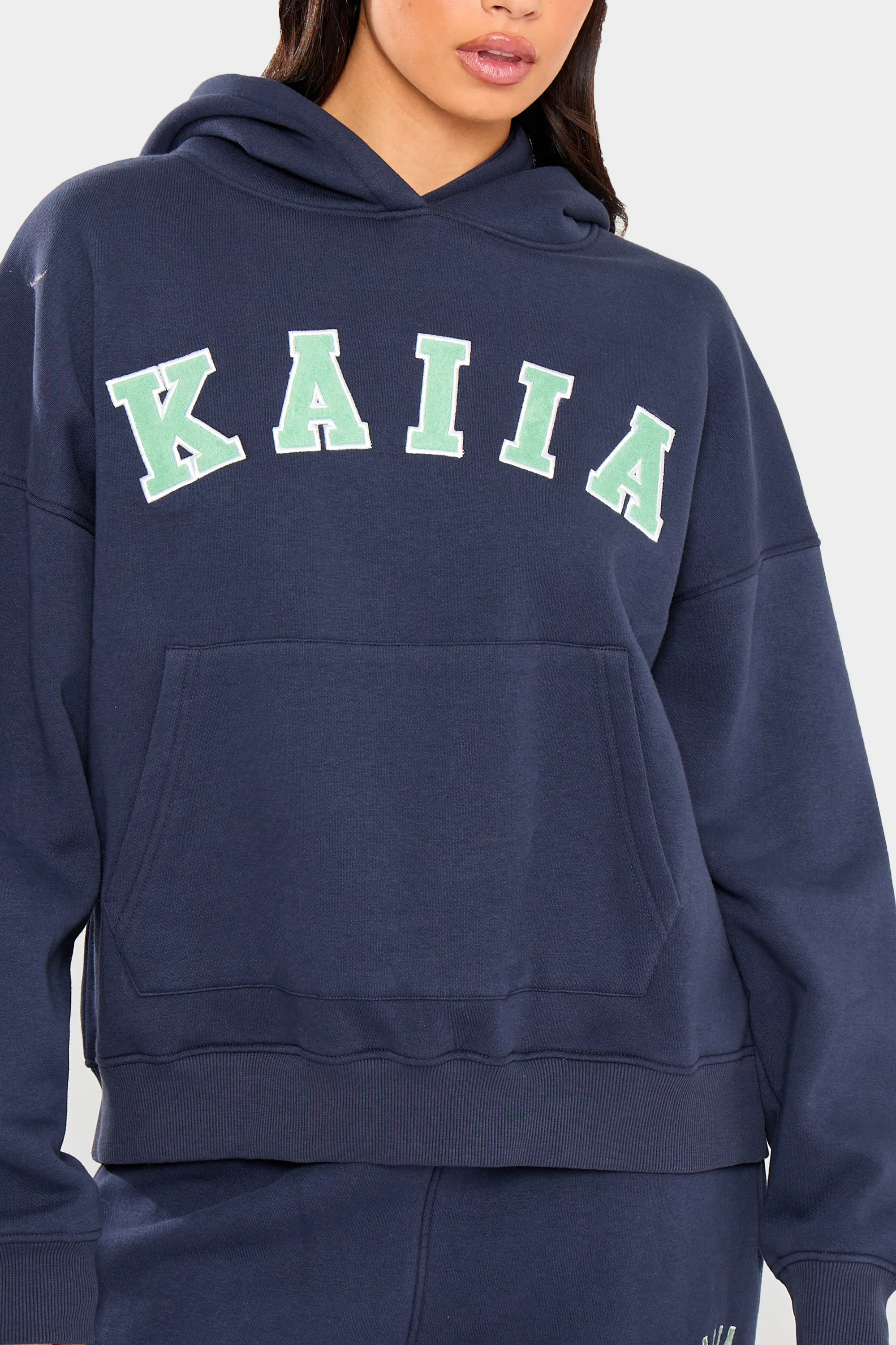 Kaiia Slogan Oversized Hoodie Navy & Jade Green sold by Kaiia the label product image thumbnail 3