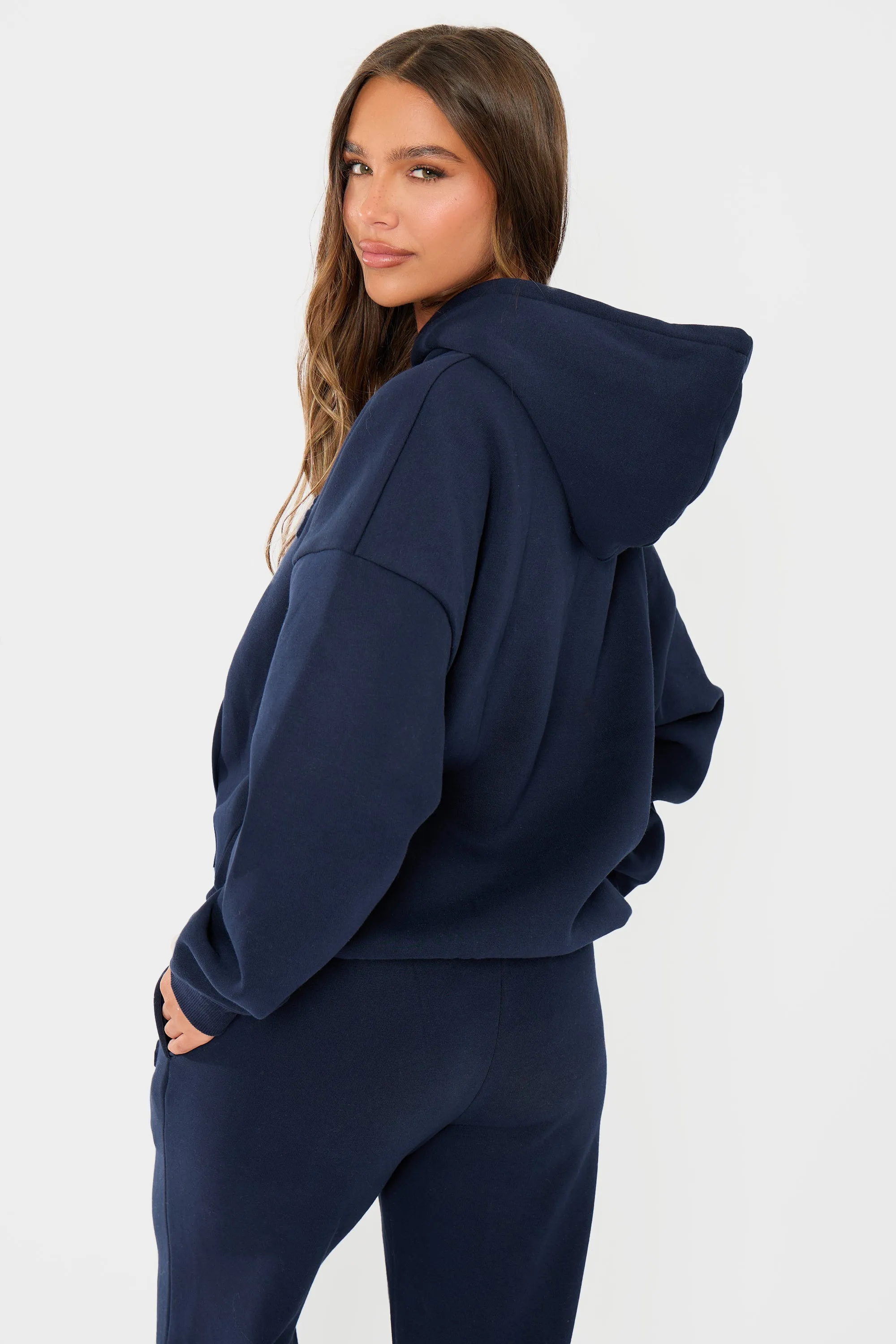 Kaiia Embossed Logo Oversized Hoodie Navy sold by Kaiia the label product image thumbnail 5