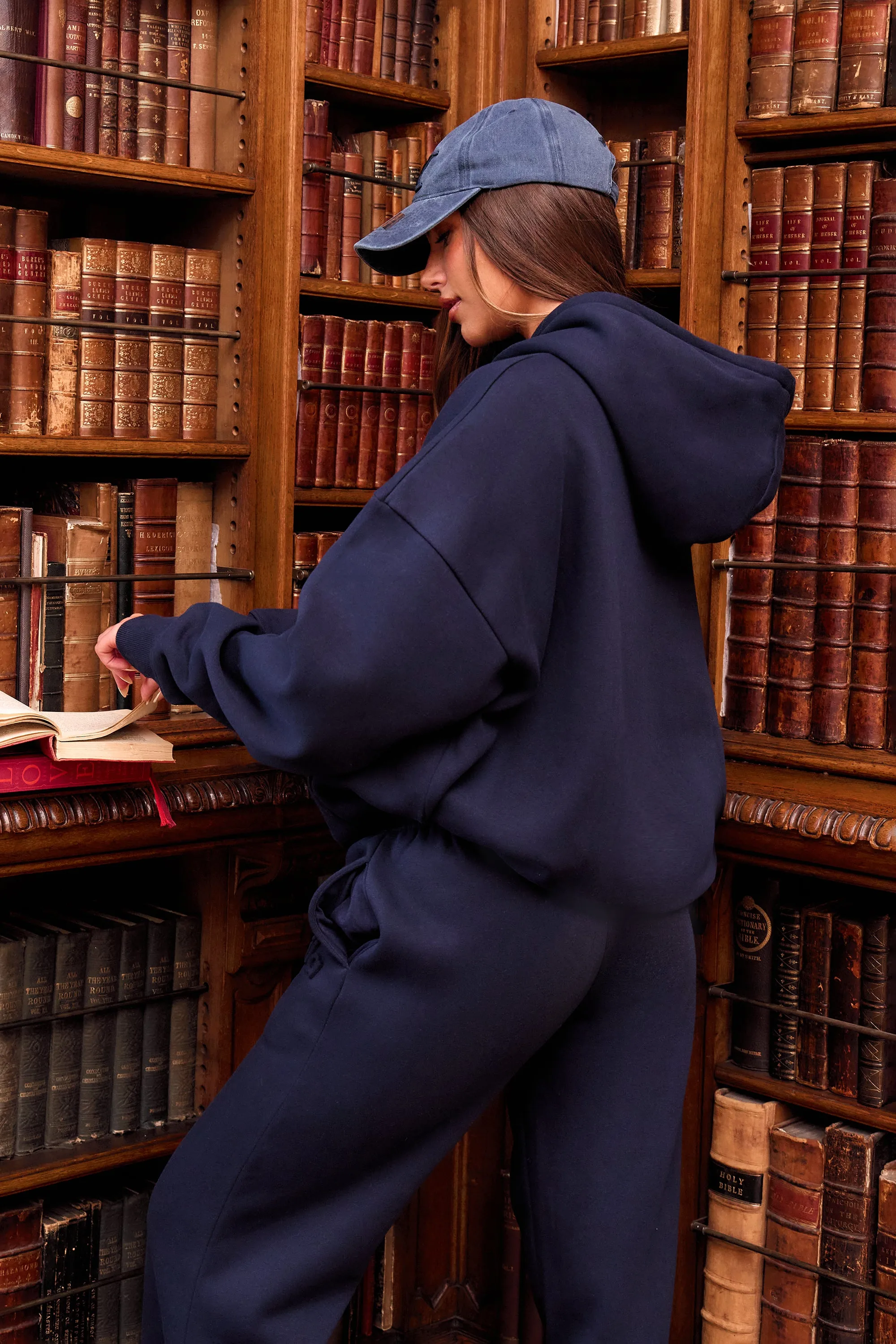 Kaiia Embossed Logo Oversized Hoodie Navy sold by Kaiia the label product image thumbnail 3