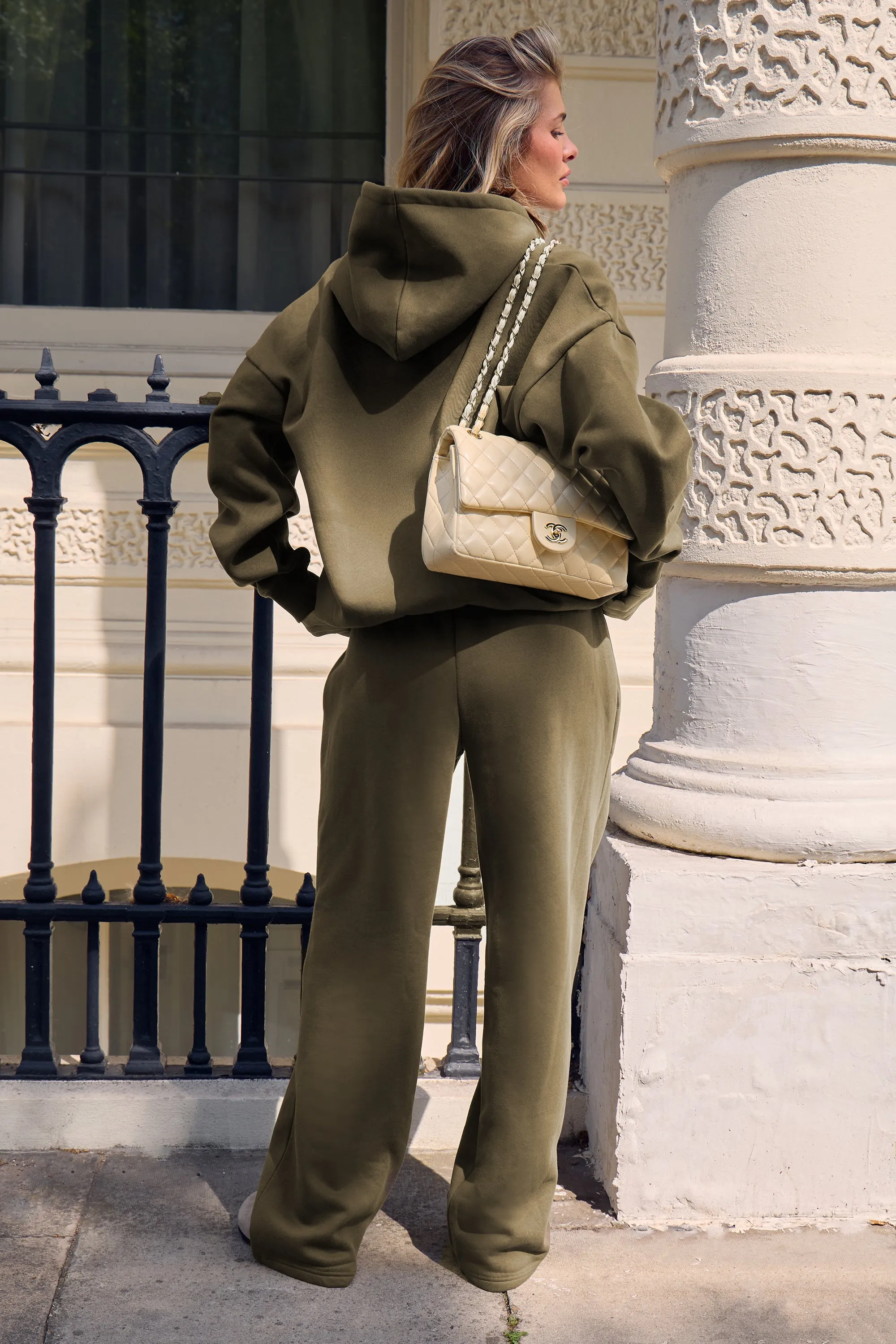 Kaiia Embossed Wide Leg Joggers Olive sold by Kaiia the label product image thumbnail 4